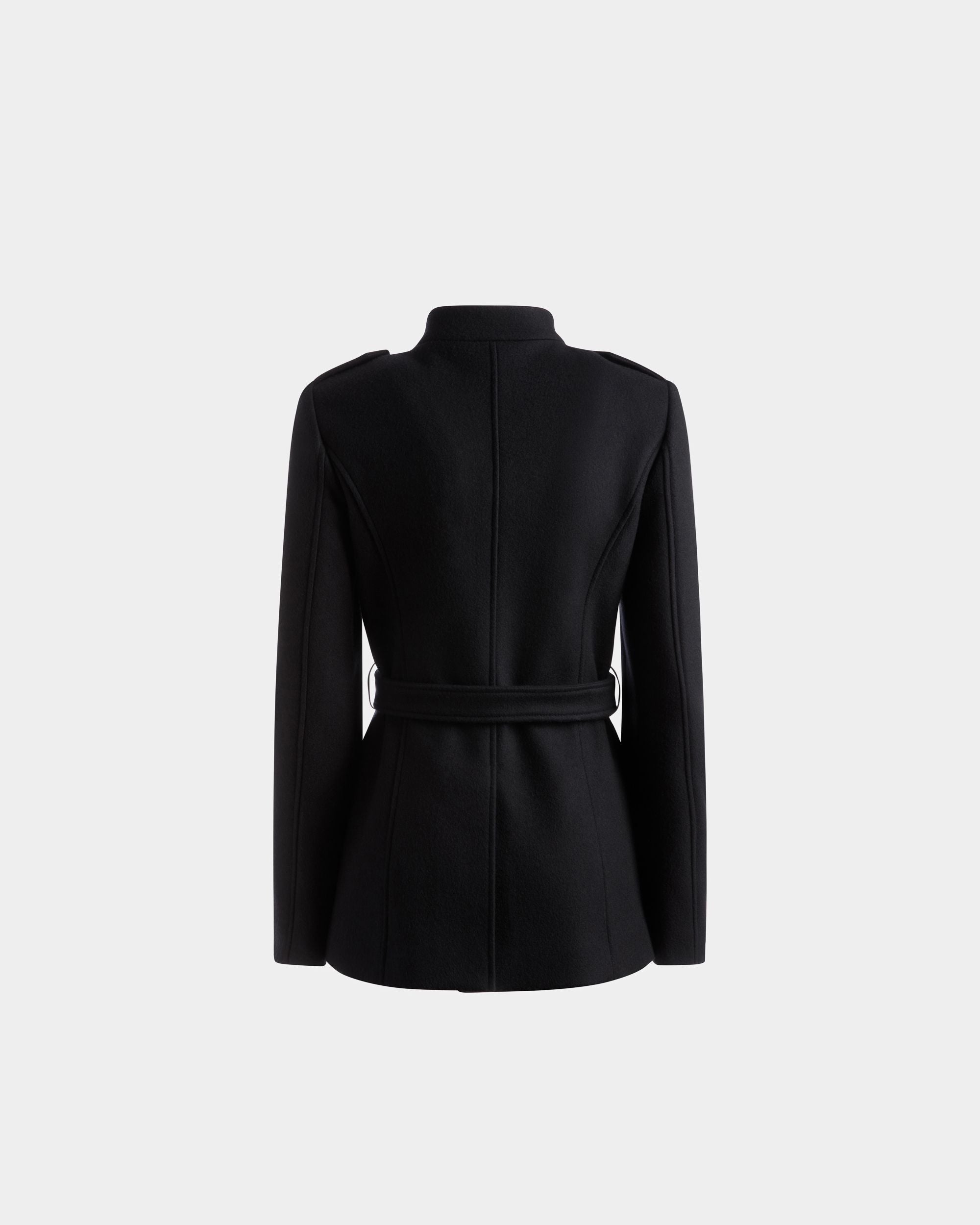Belted Jacket In Navy Wool - Women's - Bally - 07