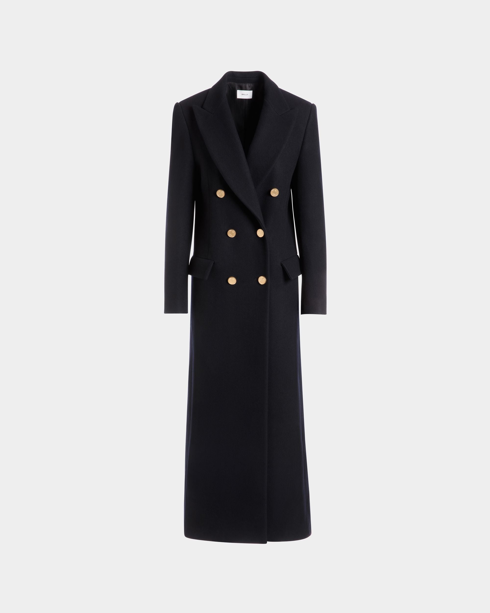 Abrigo De Doble Botonadura De Lana Navy Blue - Mujer - Bally - 01