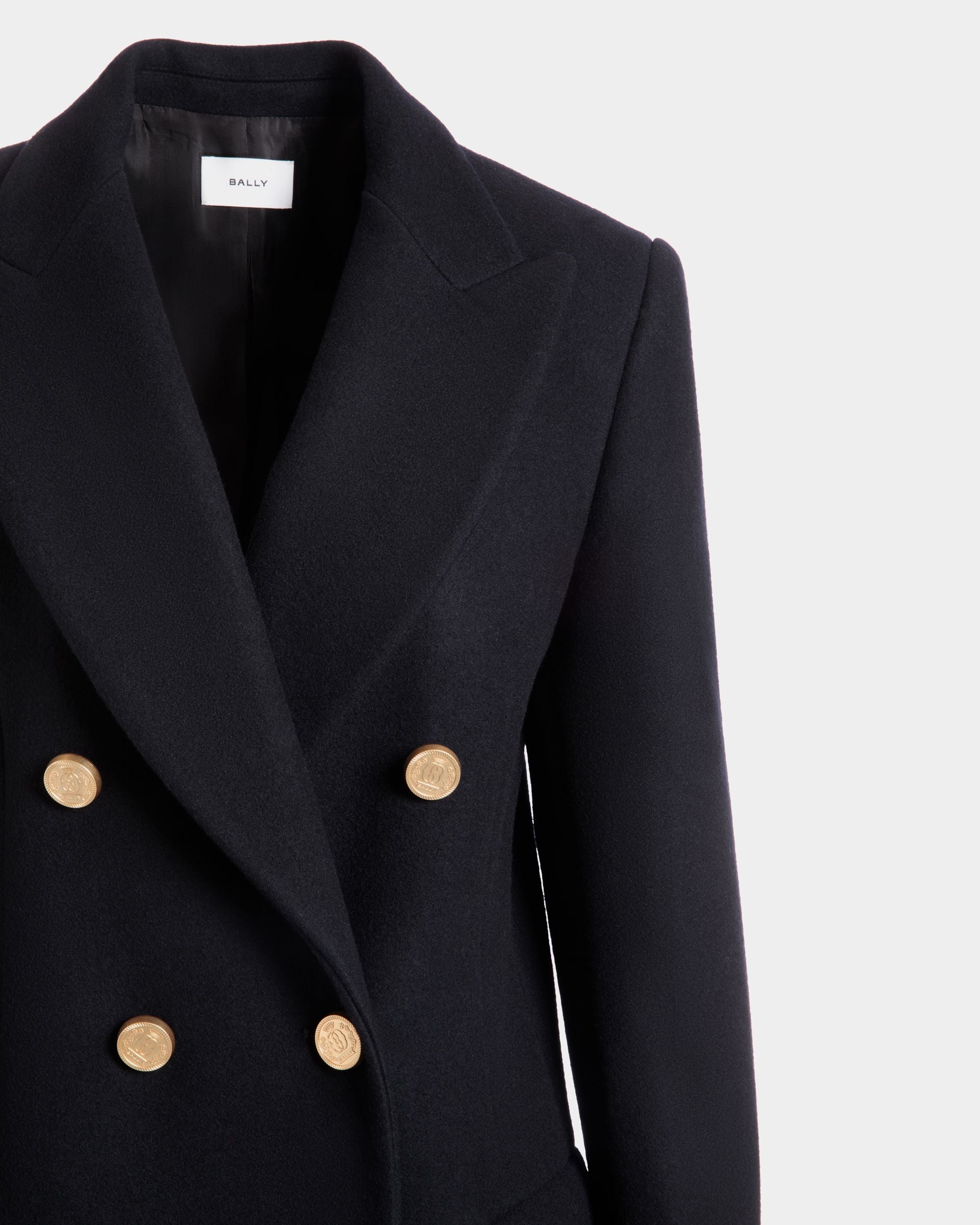 Abrigo De Doble Botonadura De Lana Navy Blue - Mujer - Bally - 02