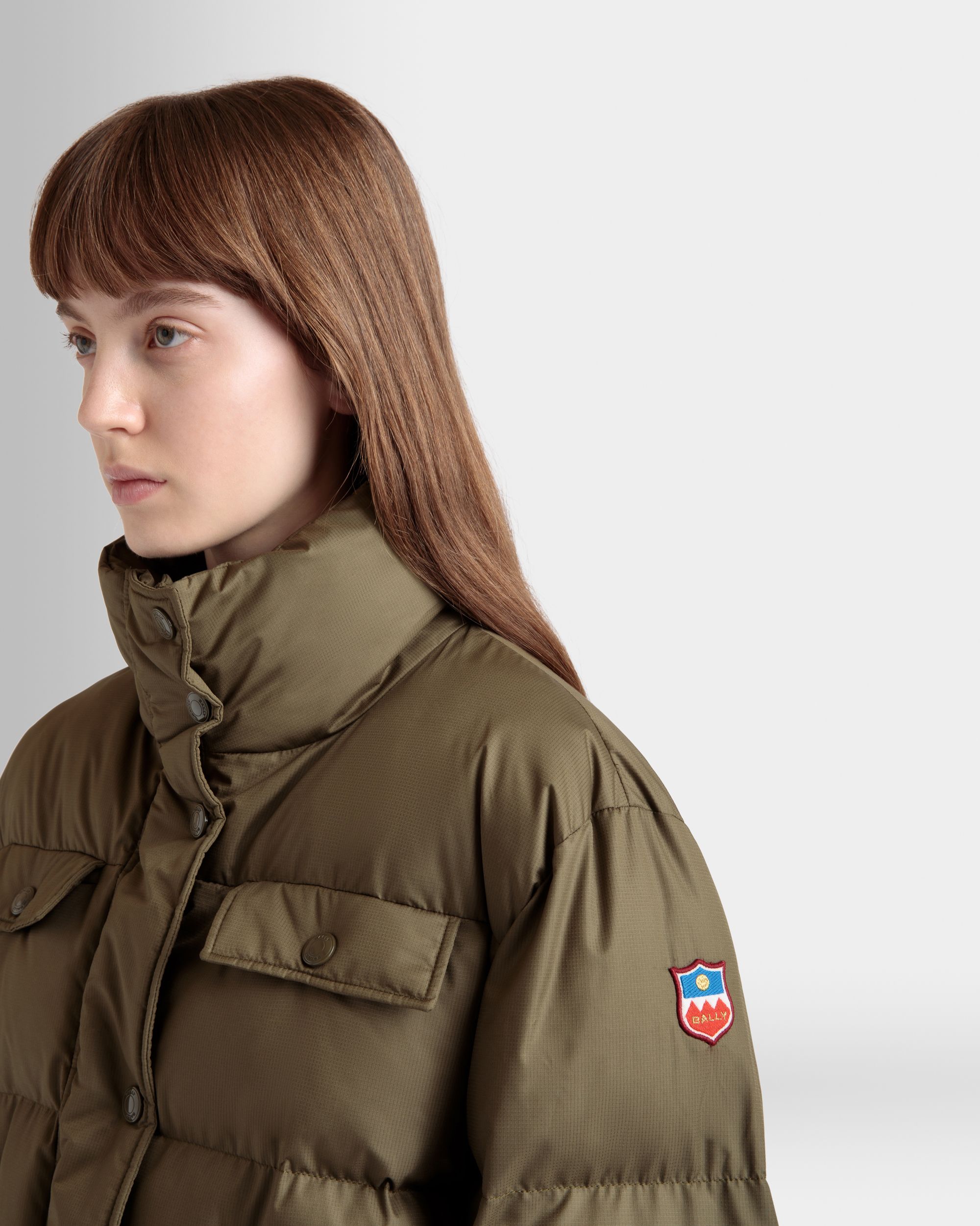 Plumífero De Nailon Olive Green - Mujer - Bally - 04