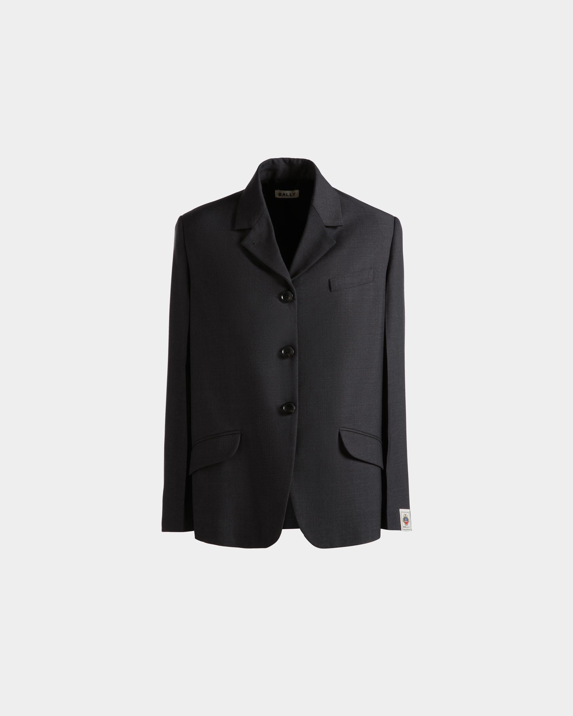 Blazer In Dark Grey Wool Blend - Women's - Bally - 01