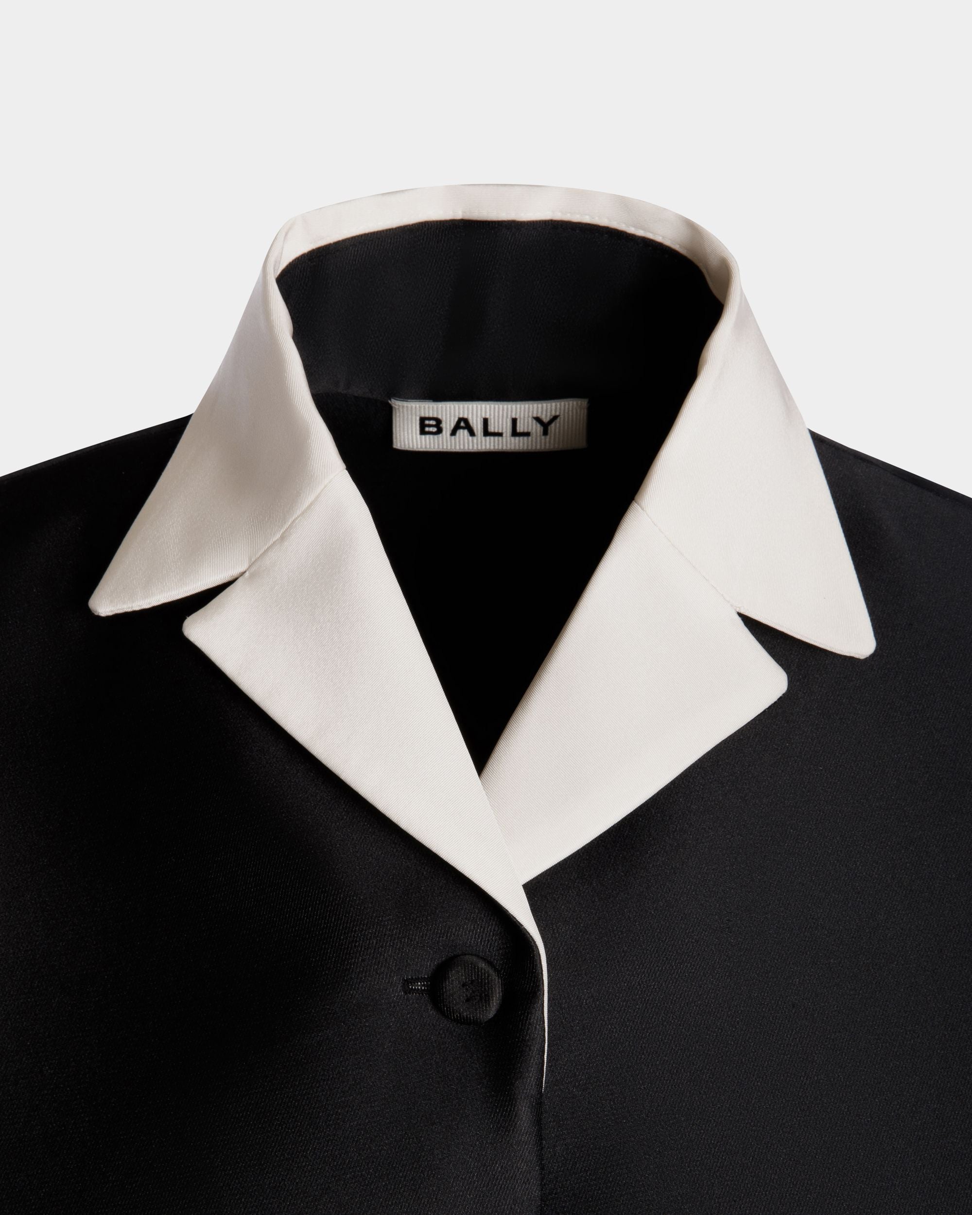Blazer De Mezcla De Sarga Negra Con Cuello A Contraste - Mujer - Bally - 04