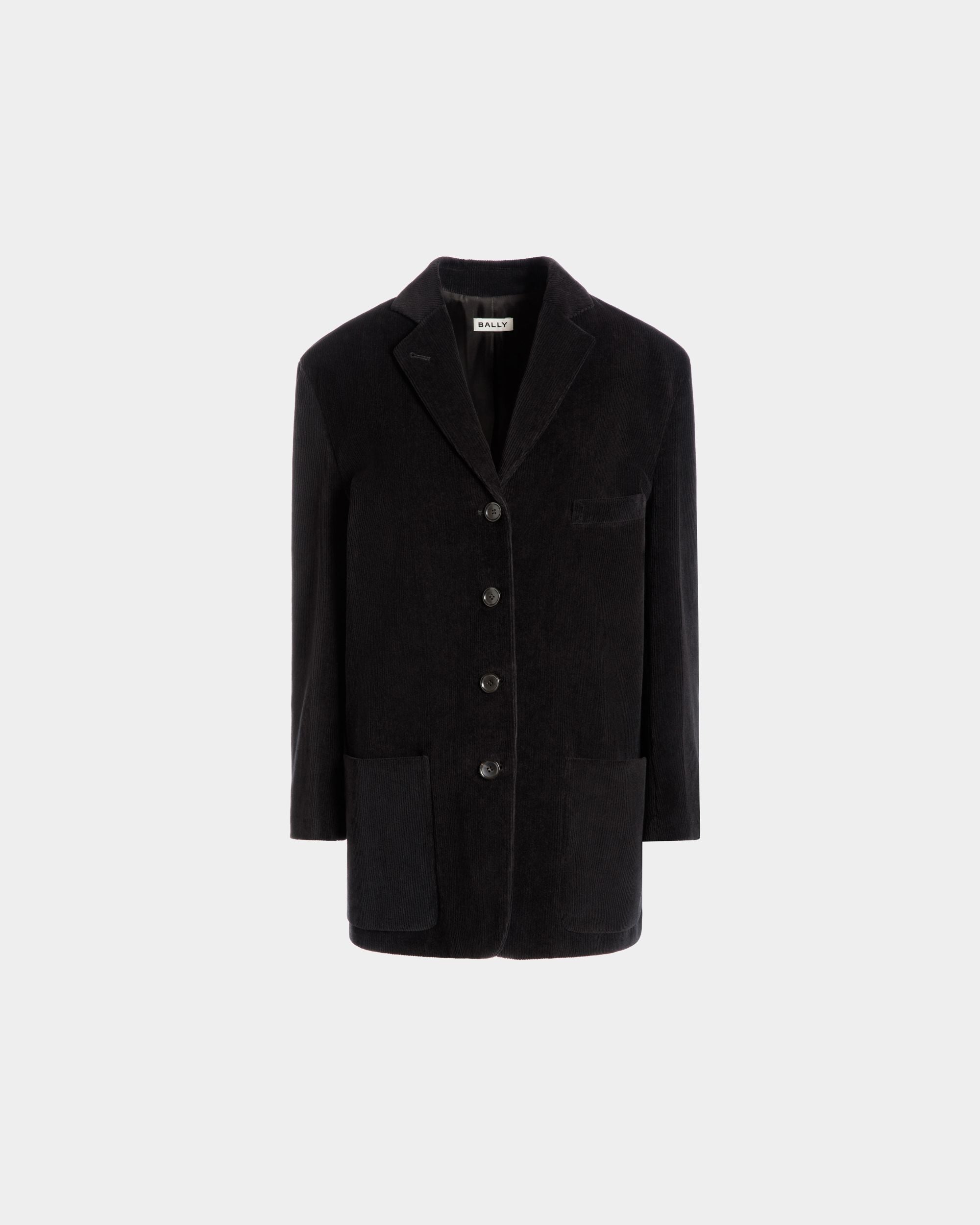 Blazer In Black Cotton Corduroy - Mujer - Bally - 01