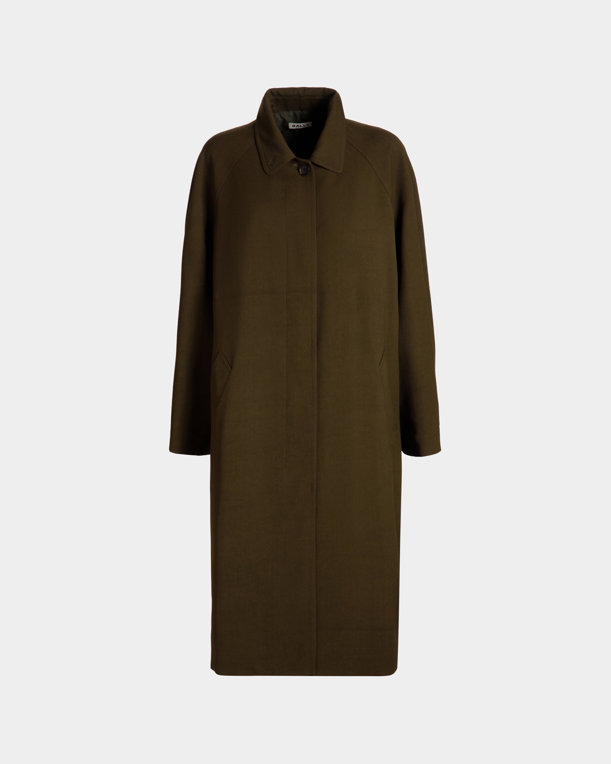 Abrigo De Gabardina Fluida Military Green - Mujer - Bally - 01
