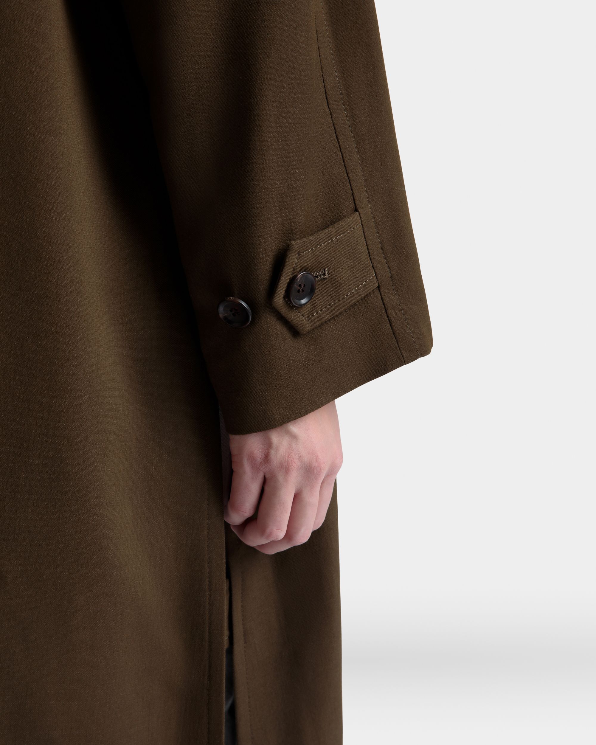 Abrigo De Gabardina Fluida Military Green - Mujer - Bally - 03