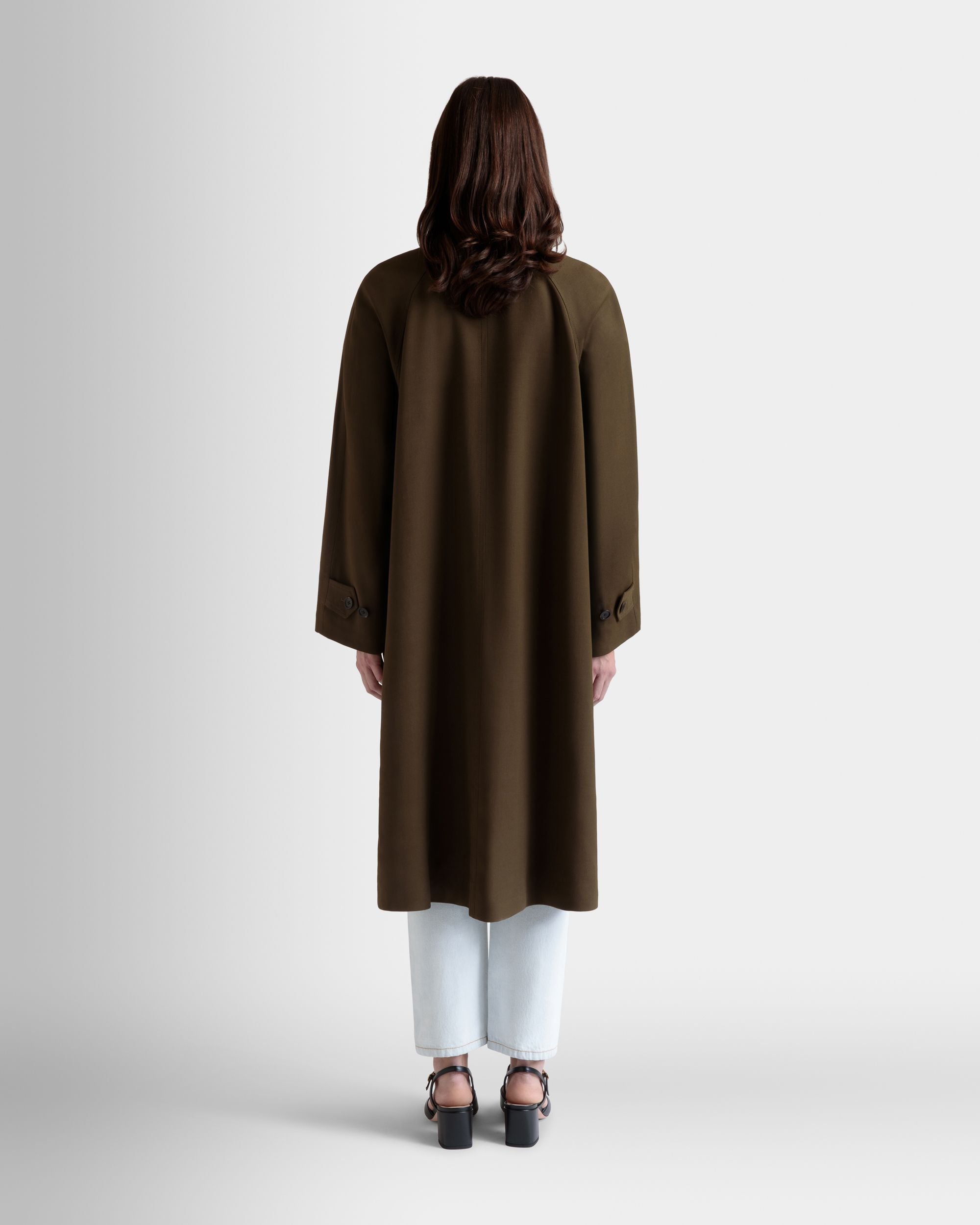 Abrigo De Gabardina Fluida Military Green - Mujer - Bally - 06