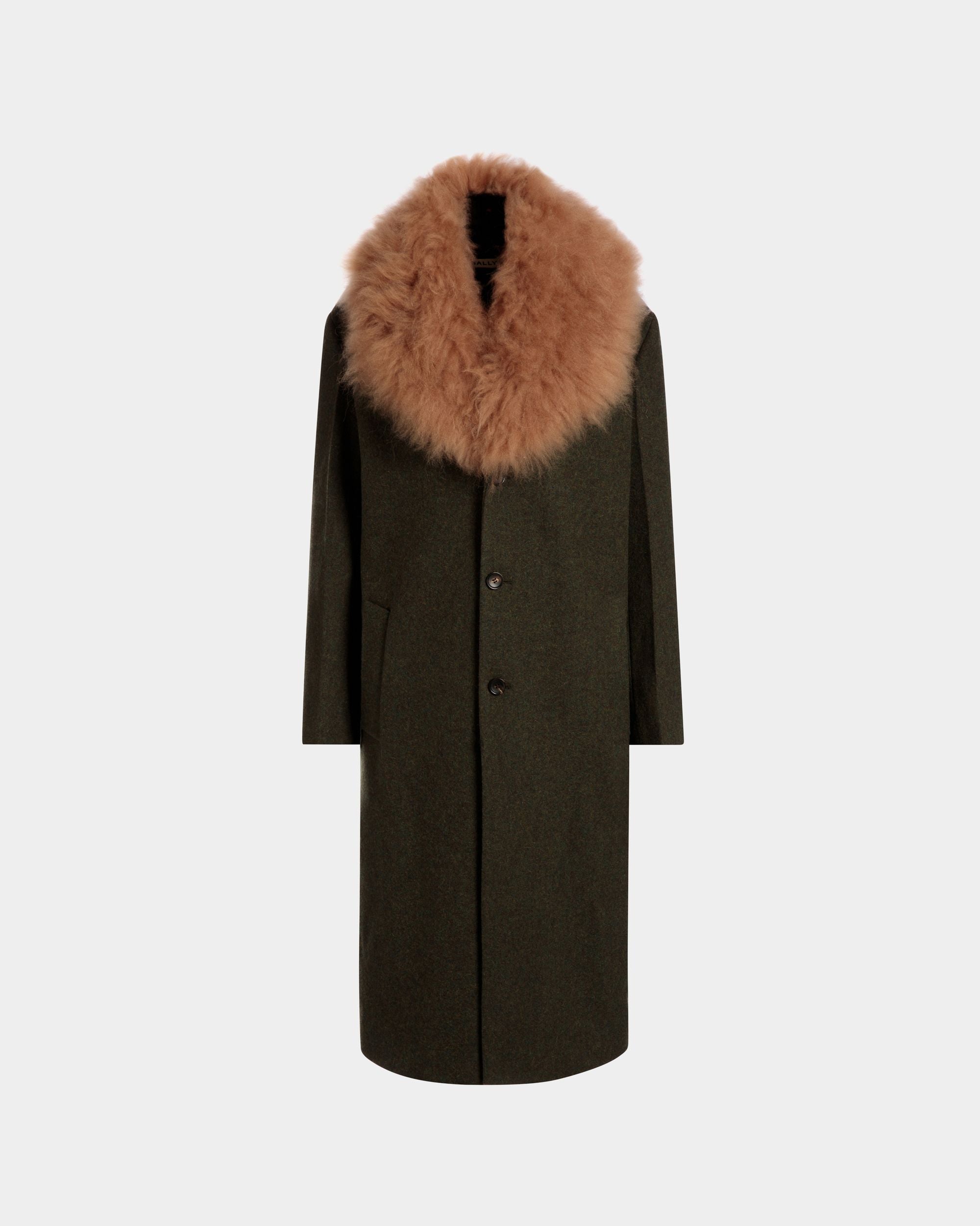 Single-Breasted Coat In Dark Green Wool - Mujer - Bally - 01