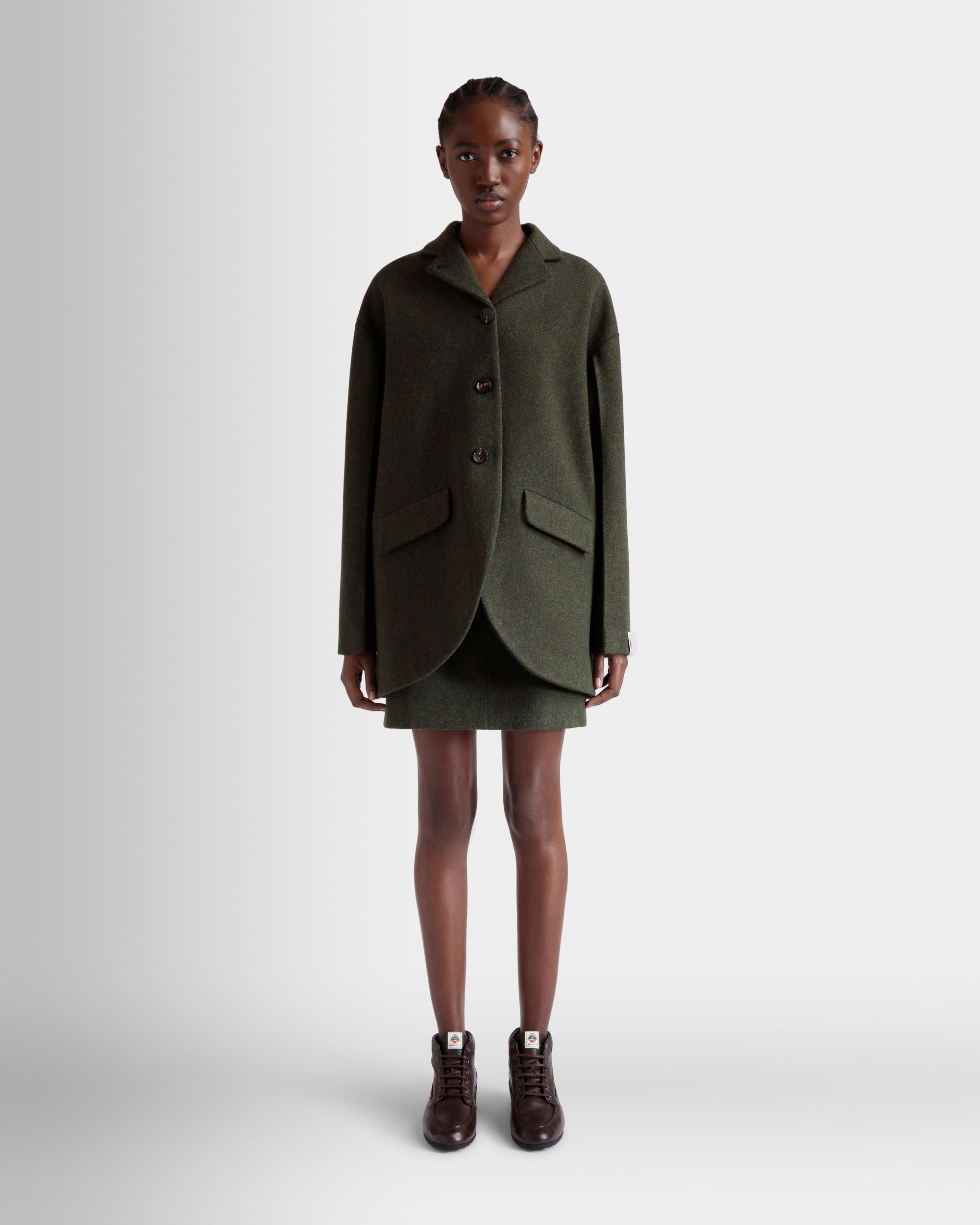 Blazer In Dark Green Wool - Mujer - Bally - 02