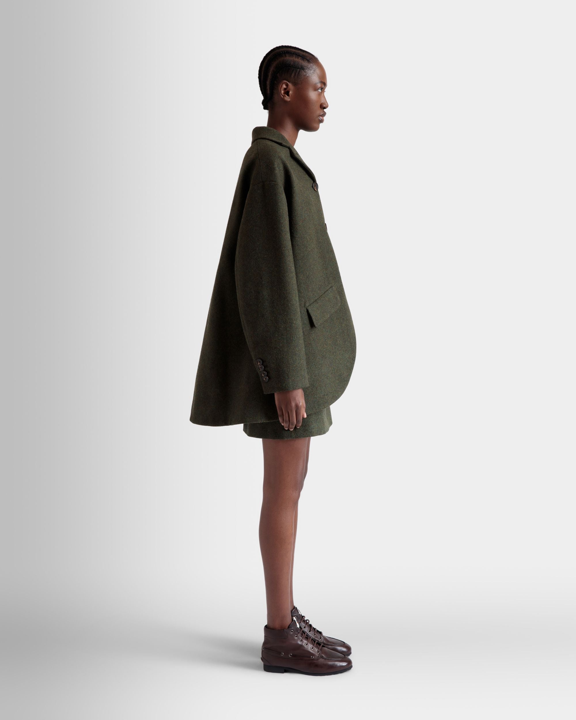 Blazer In Dark Green Wool - Mujer - Bally - 05