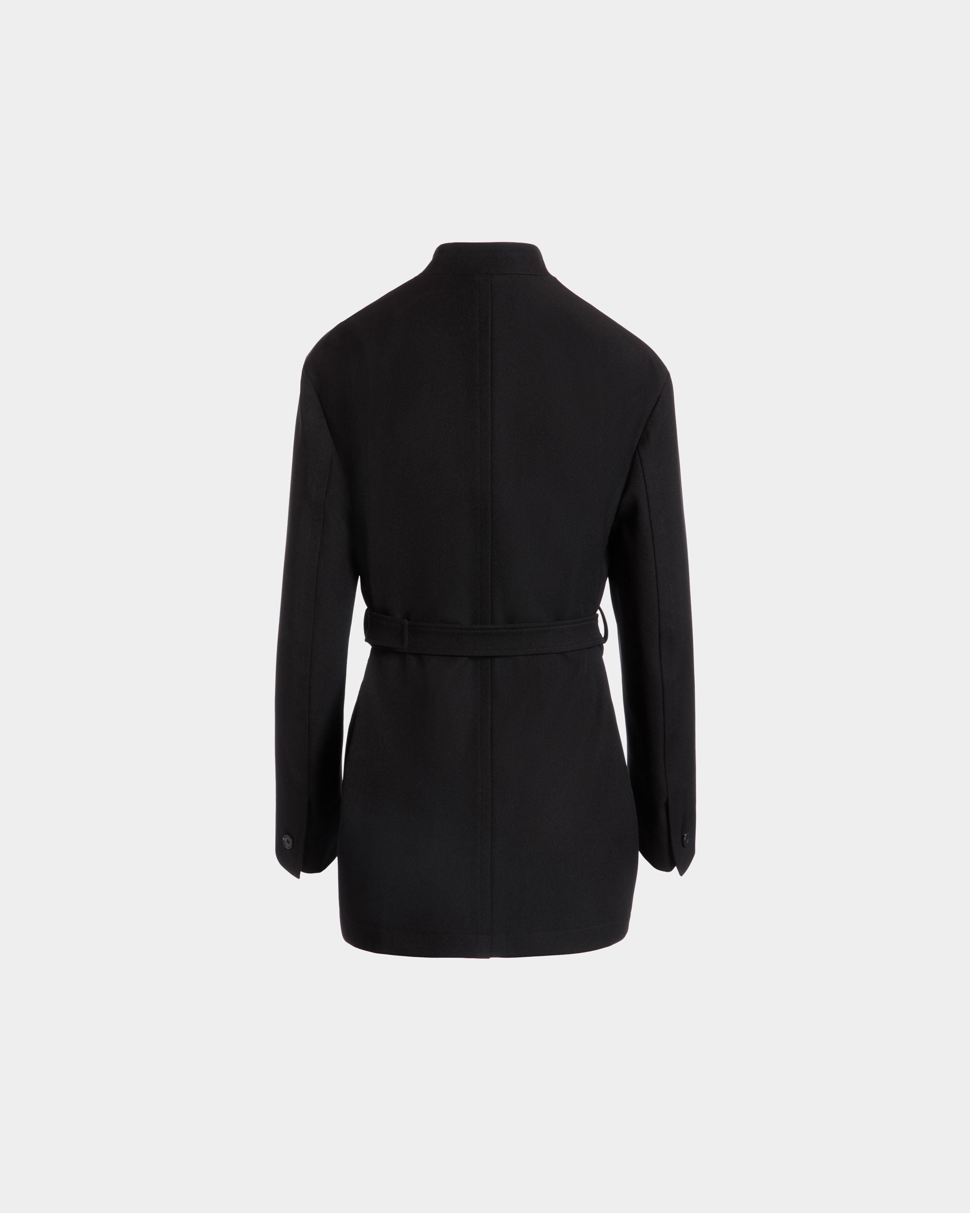 Belted Jacket in Black Nylon Gabardine - Women's - Bally - 07