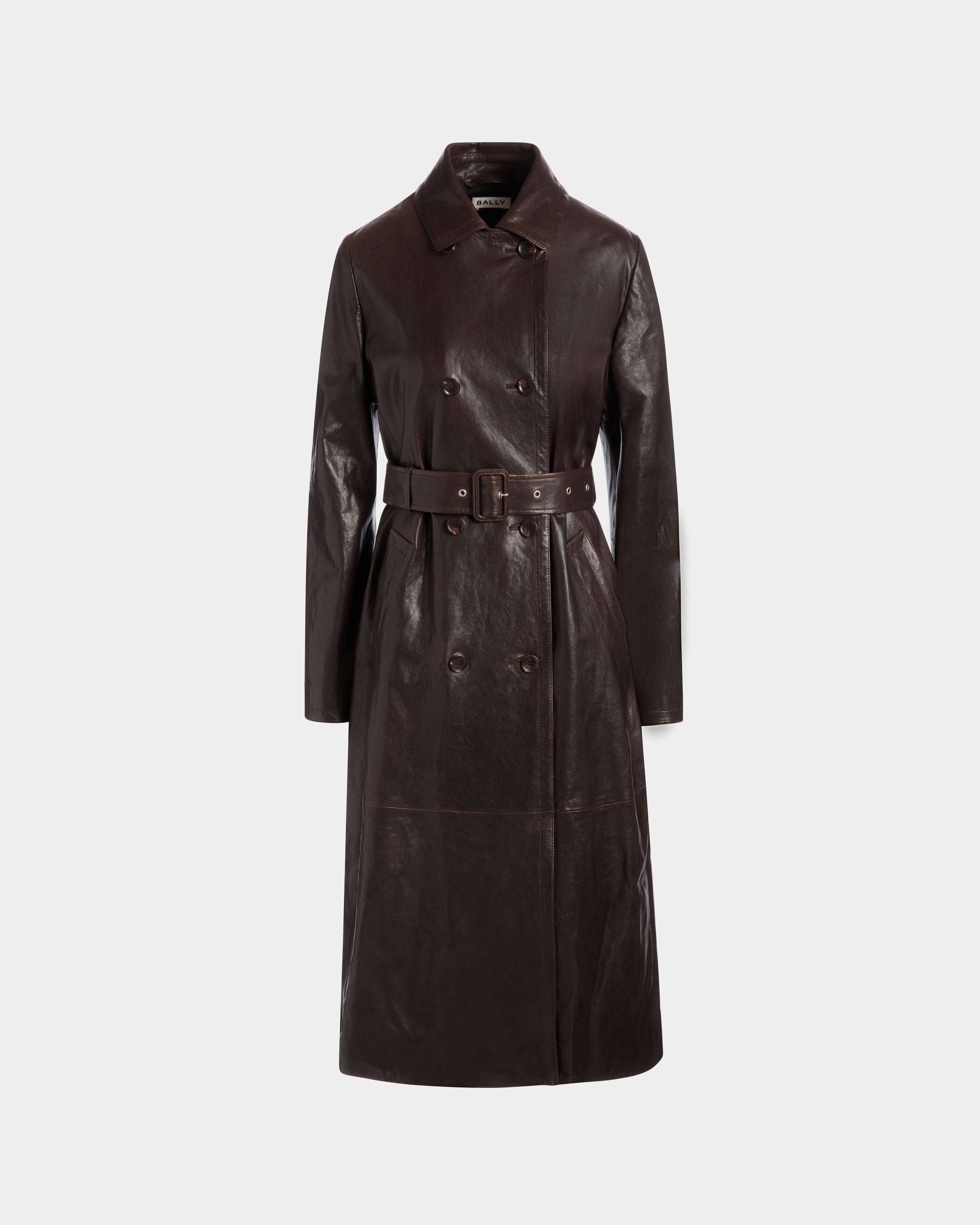 Abrigo Con Cinturón De Piel Ébano - Mujer - Bally - 01