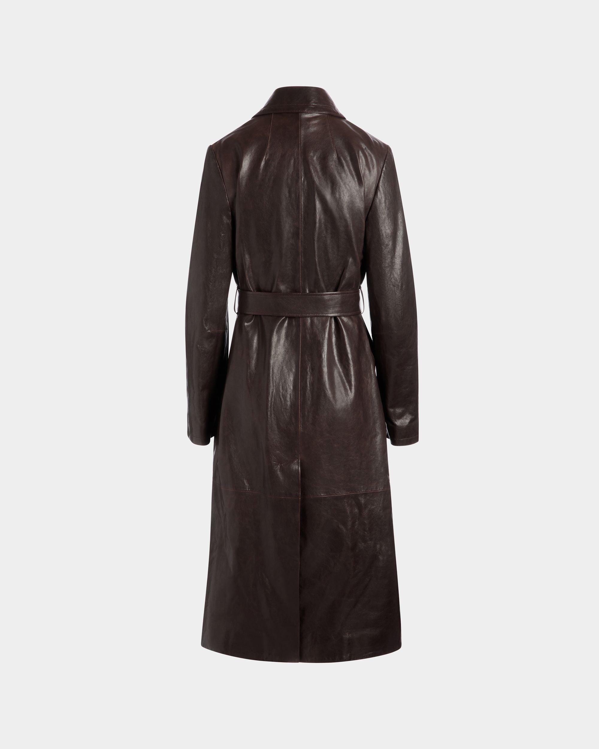 Abrigo Con Cinturón De Piel Ébano - Mujer - Bally - 07