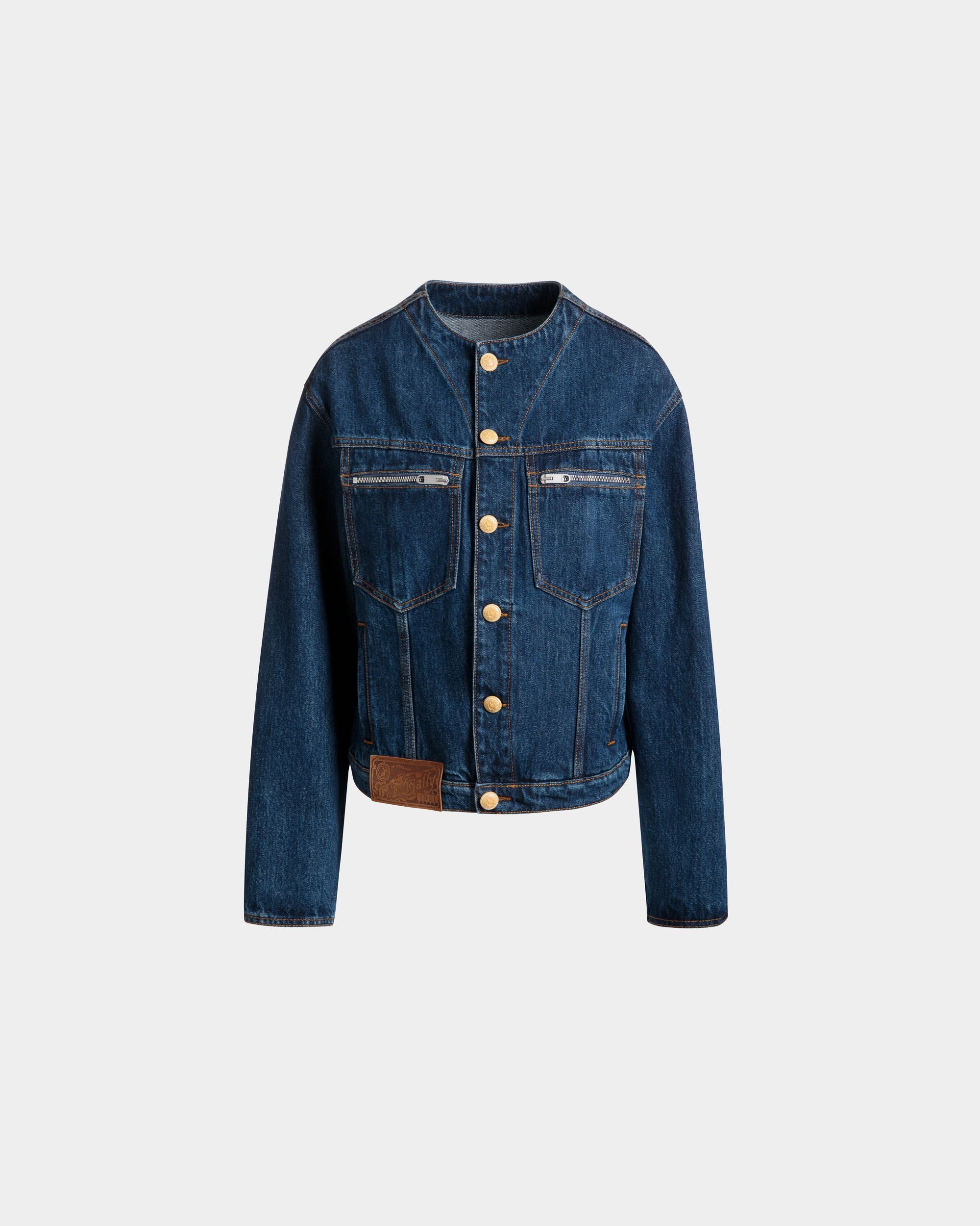 Denim Jacket in Navy Blue Cotton - Mujer - Bally - 01