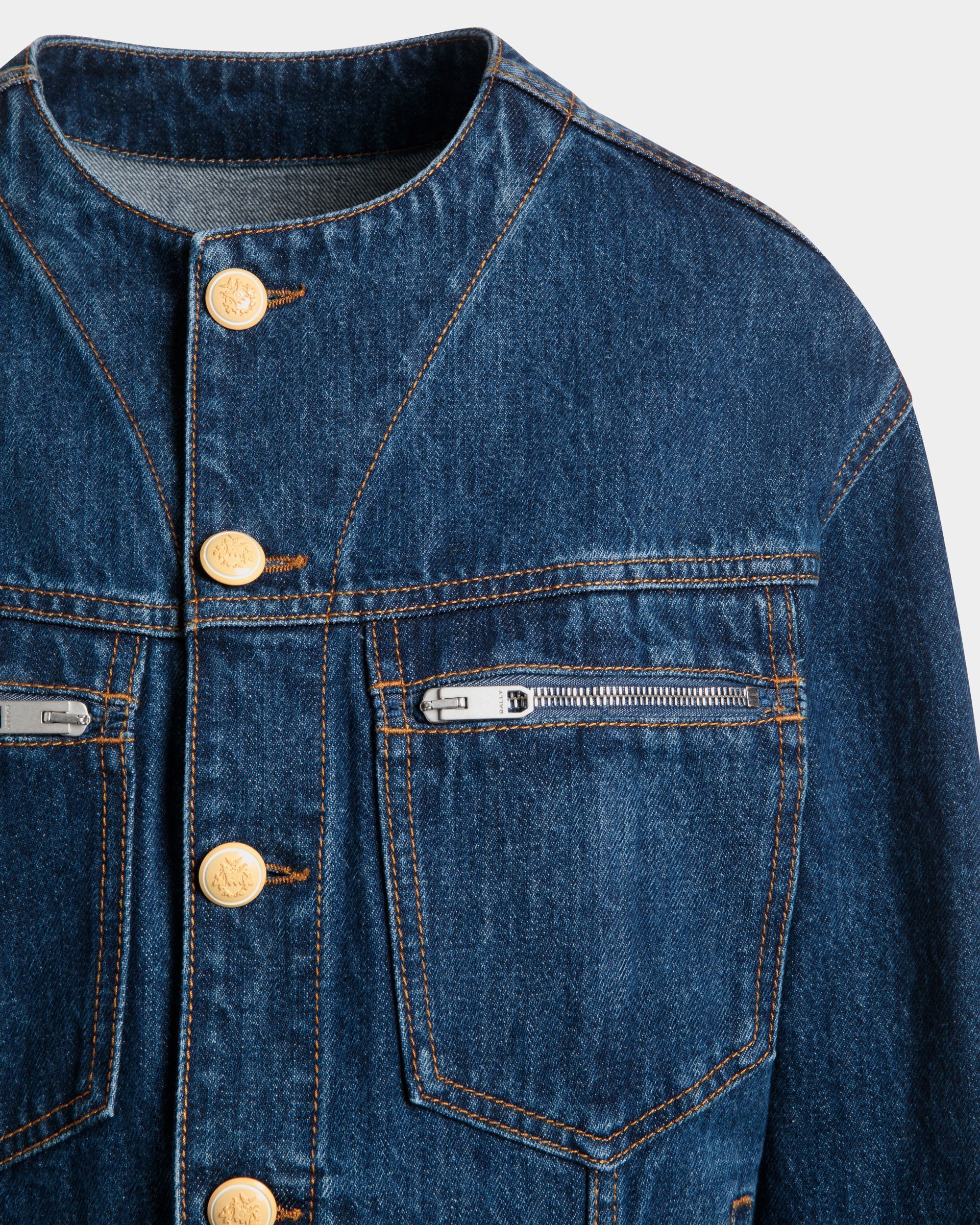 Denim Jacket in Navy Blue Cotton - Mujer - Bally - 02