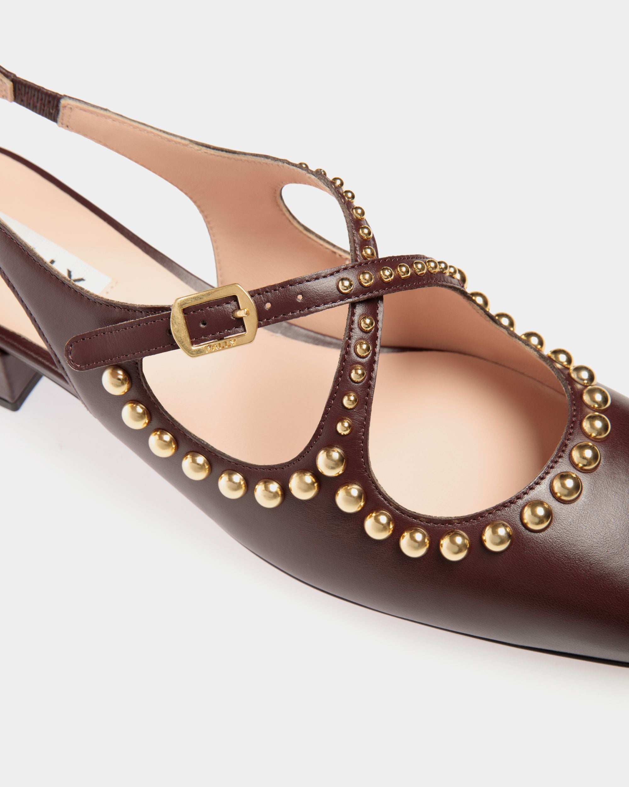 Zapato De Salón Destalonado Ballyrina De Piel Burdeos Oscuro - Mujer - Bally - 05