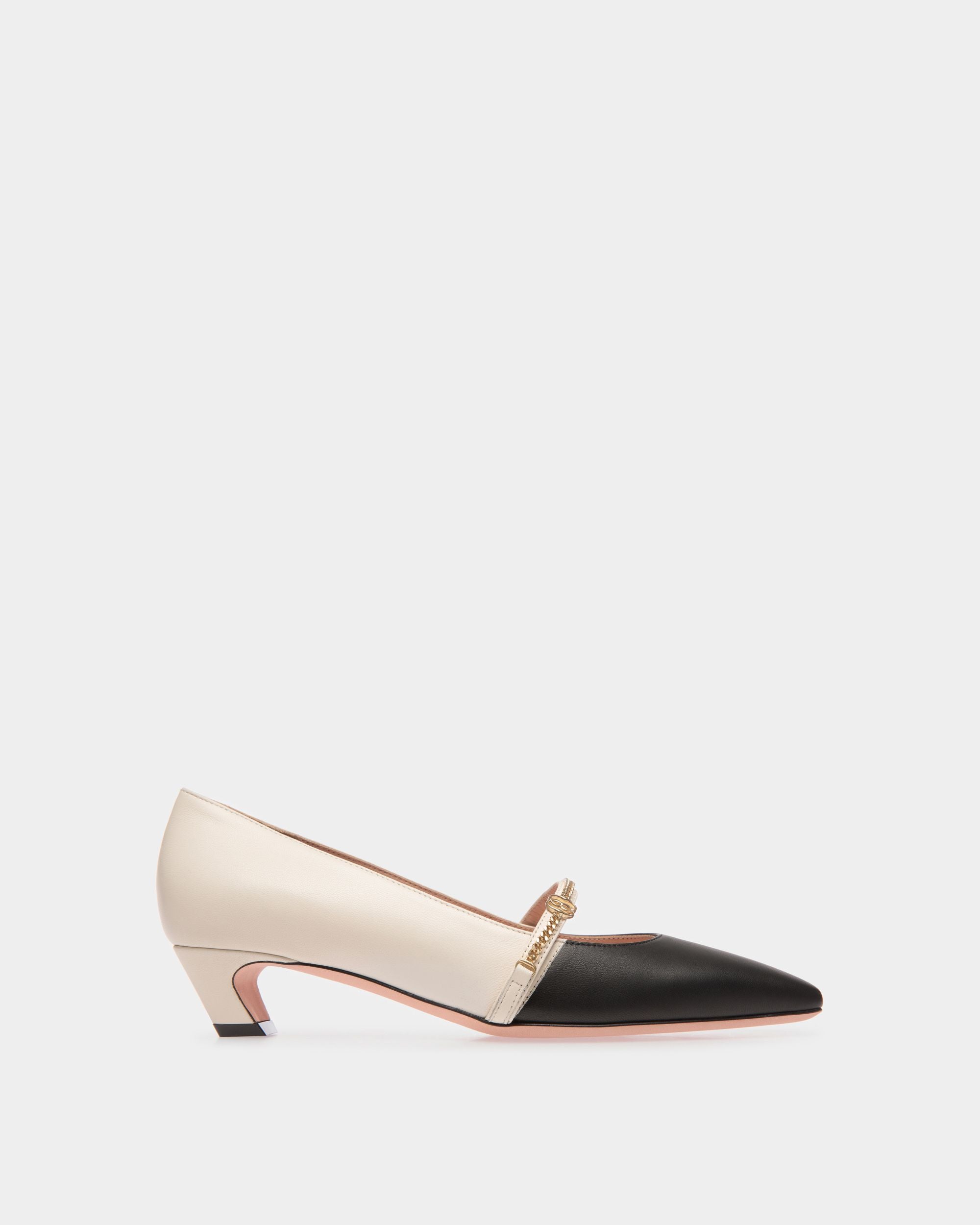 Sylt Mary-Jane Pump In Black And White Leather - Women's - Bally - 01