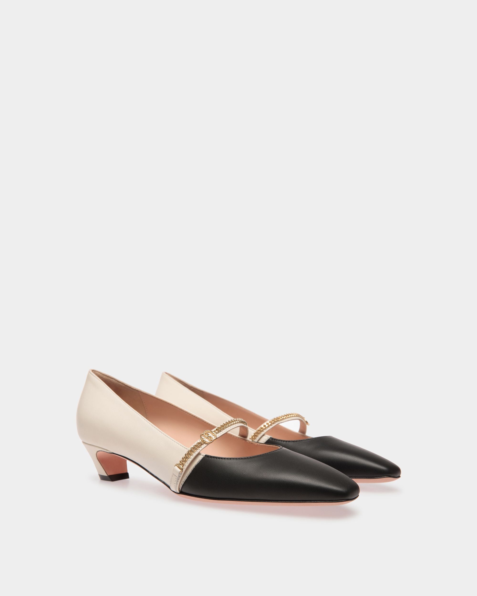 Sylt Mary-Jane Pump In Black And White Leather - Women's - Bally - 02