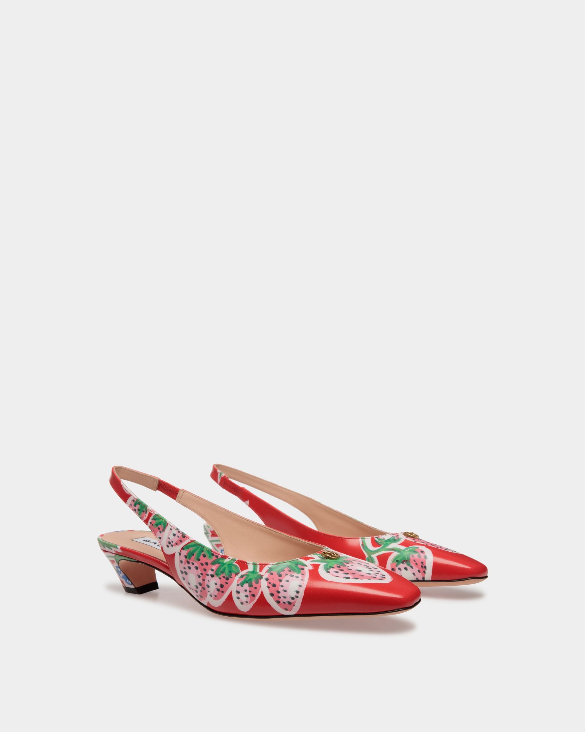 Sylt Slingback Pump in Strawberry Print Brushed Leather - Women's - Bally - 03