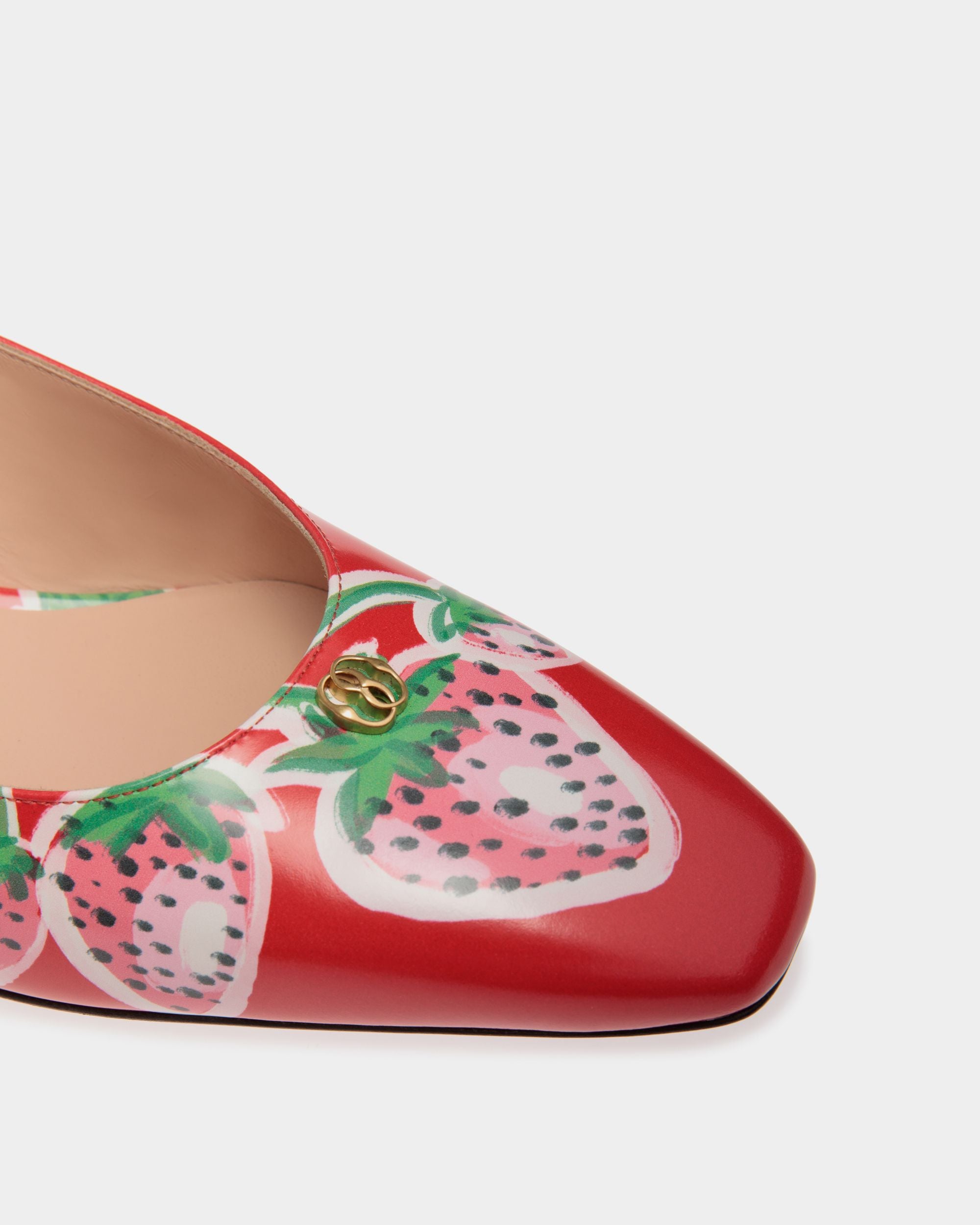 Sylt Slingback Pump in Strawberry Print Brushed Leather - Women's - Bally - 05