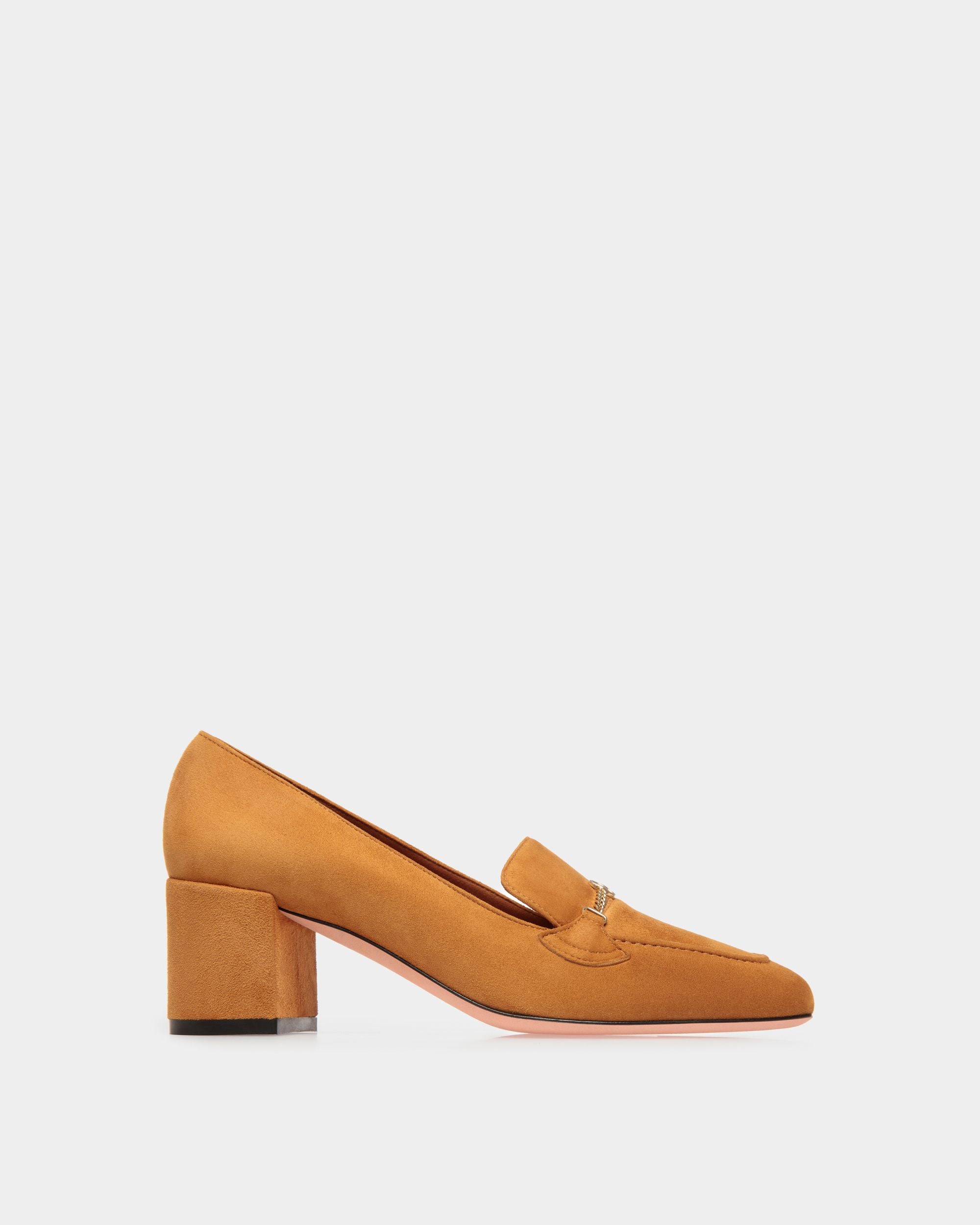 Daily Emblem Pump in Brown Suede - Women's - Bally - 01