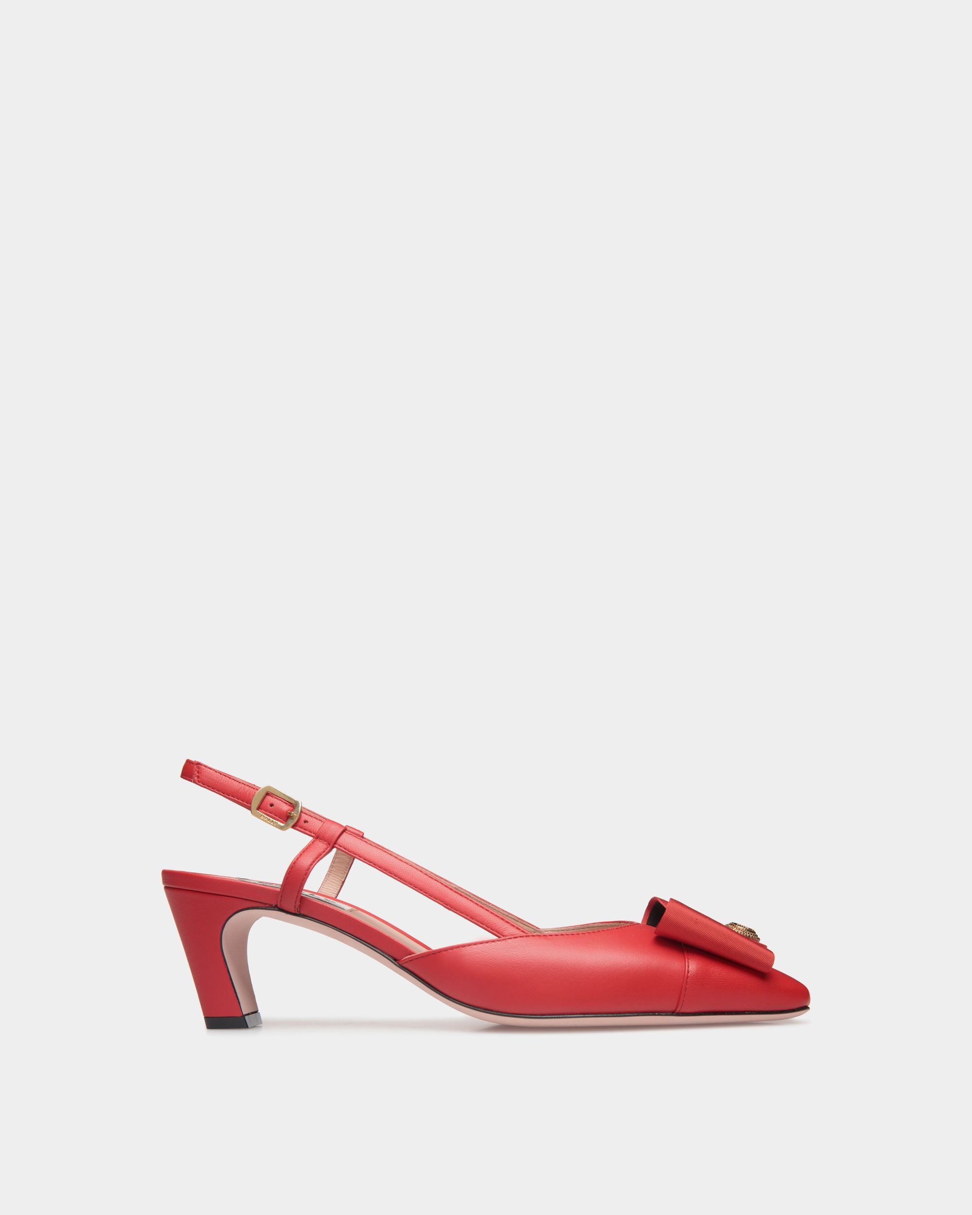 B-Bow Slingback Pump in Red Leather - Mujer - Bally - 01