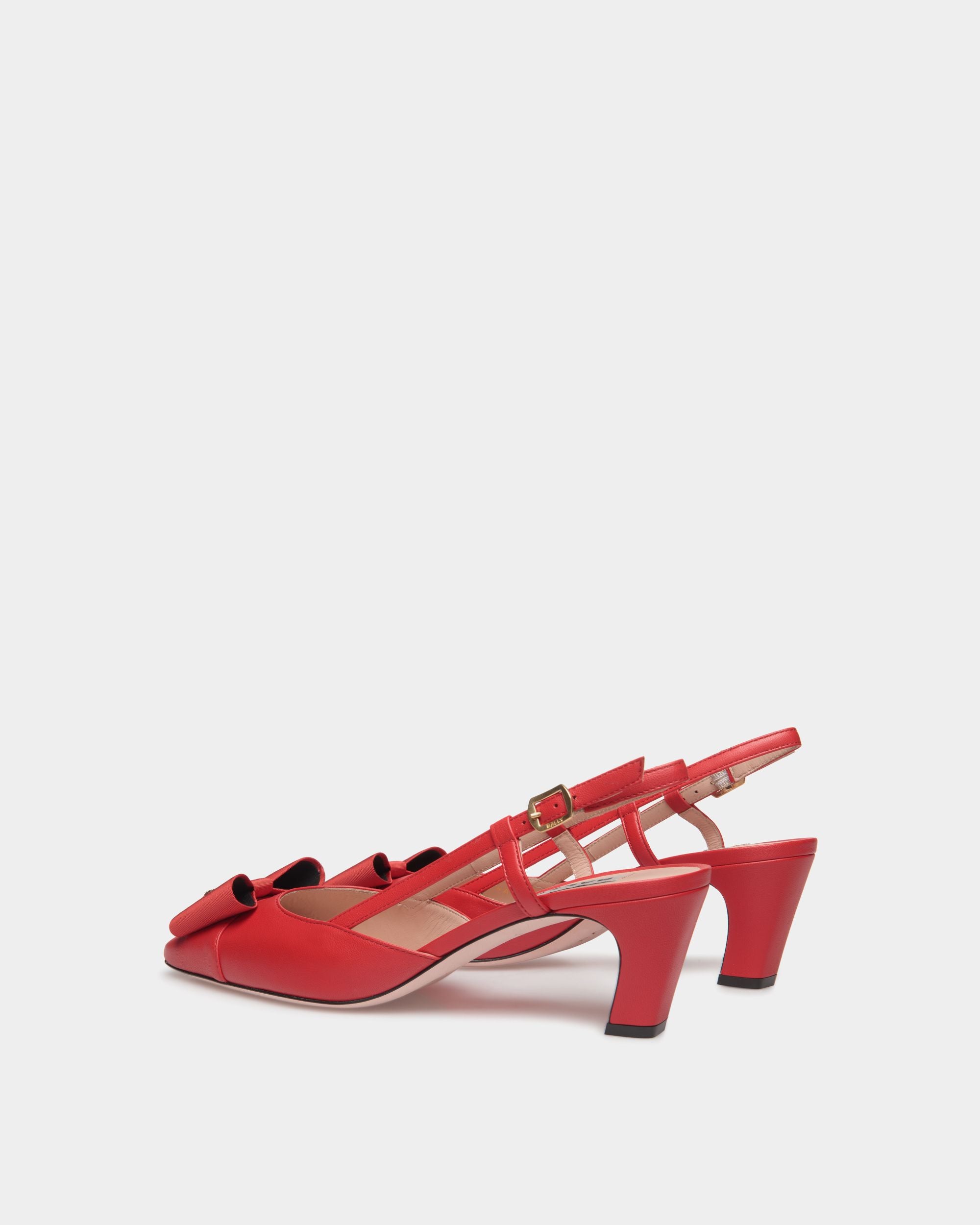 B-Bow Slingback Pump in Red Leather - Mujer - Bally - 03
