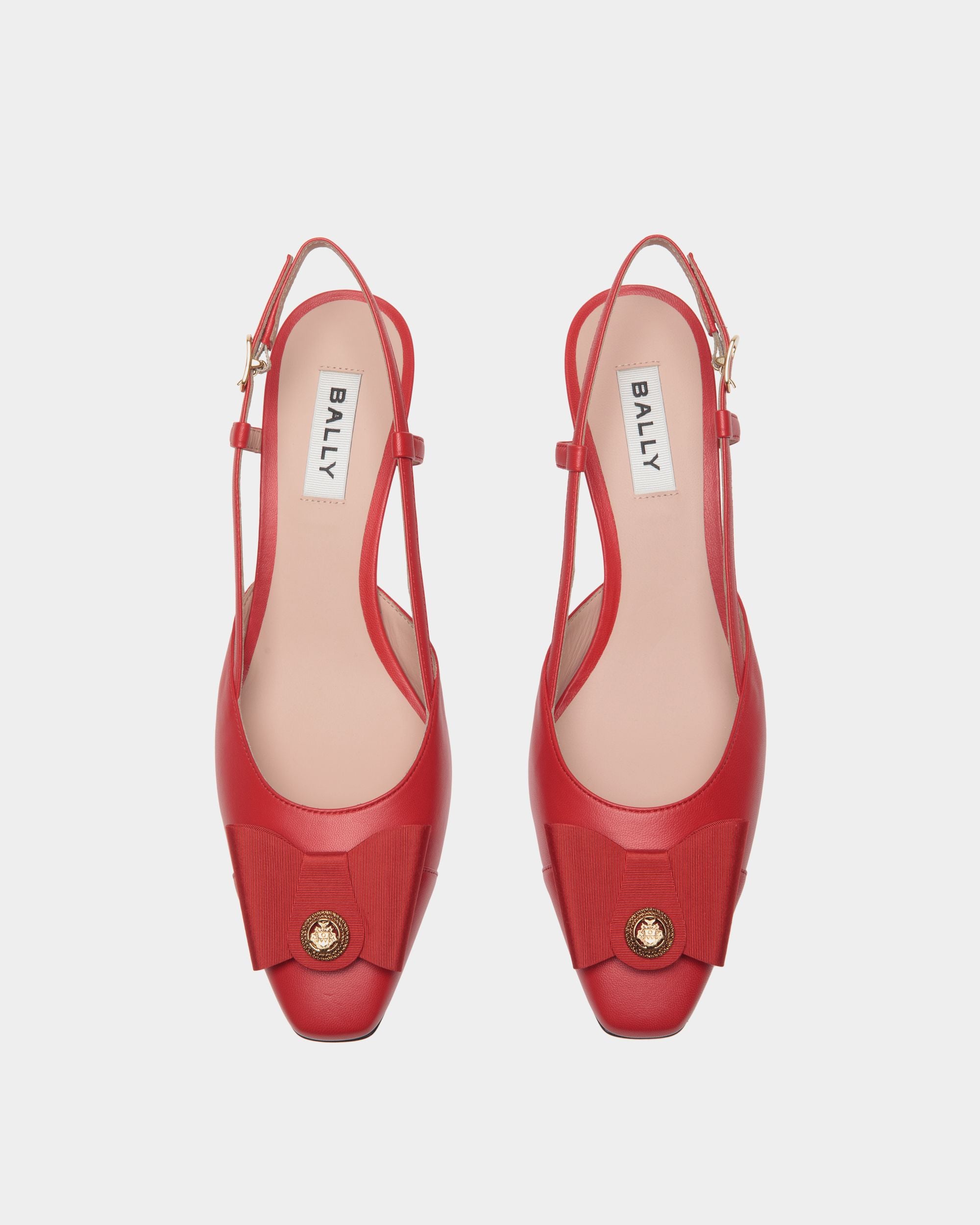B-Bow Slingback Pump in Red Leather - Mujer - Bally - 04