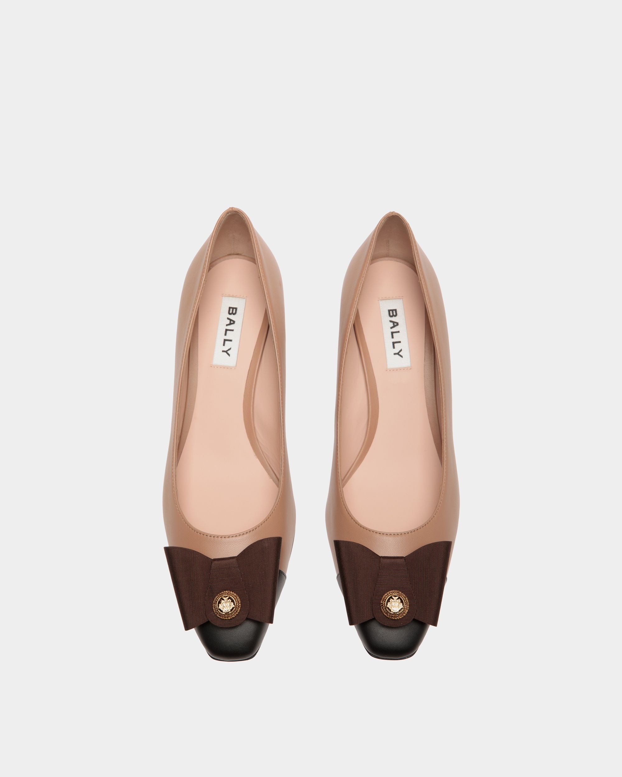 B-Bow Pump in Praline Beige Leather - Women's - Bally - 04