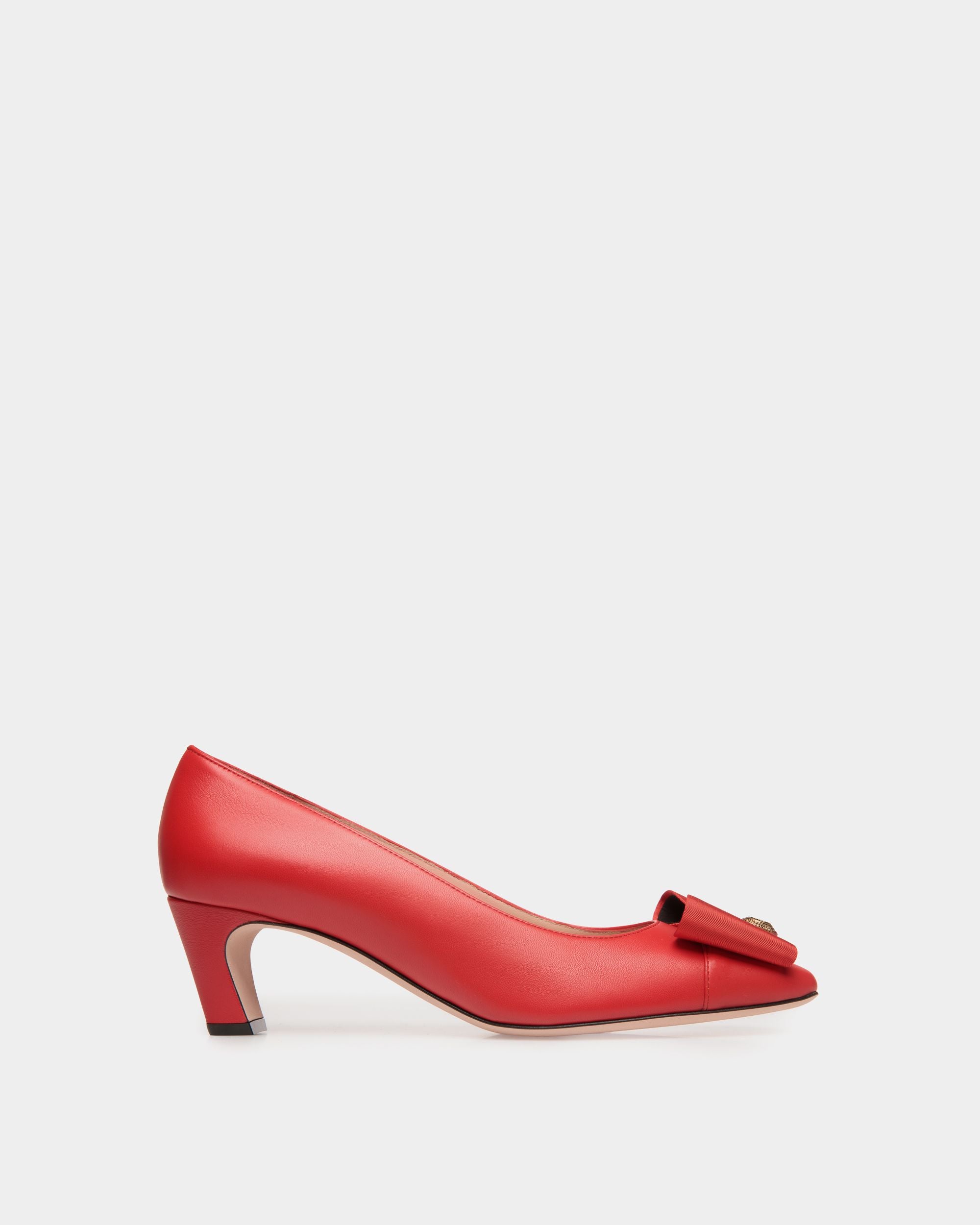 B-Bow Pump in Red Leather - Women's - Bally - 01