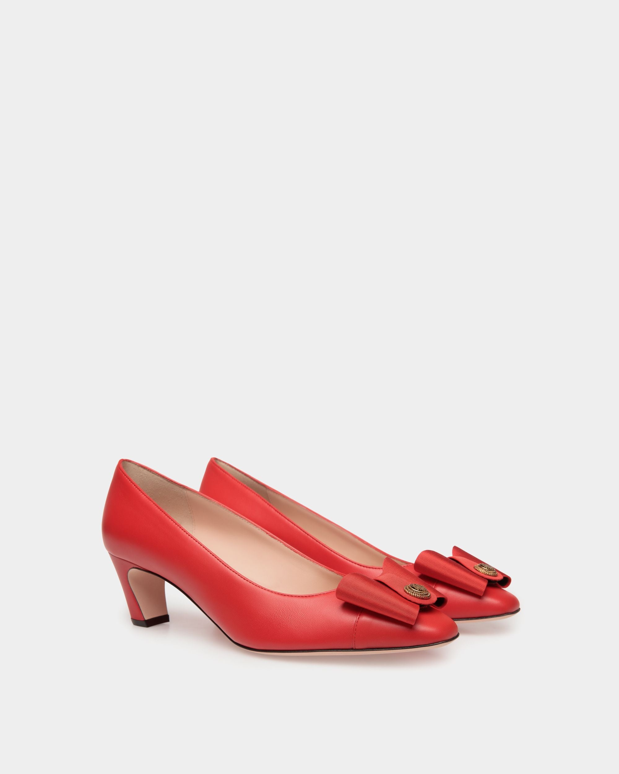 B-Bow Pump in Red Leather - Women's - Bally - 02