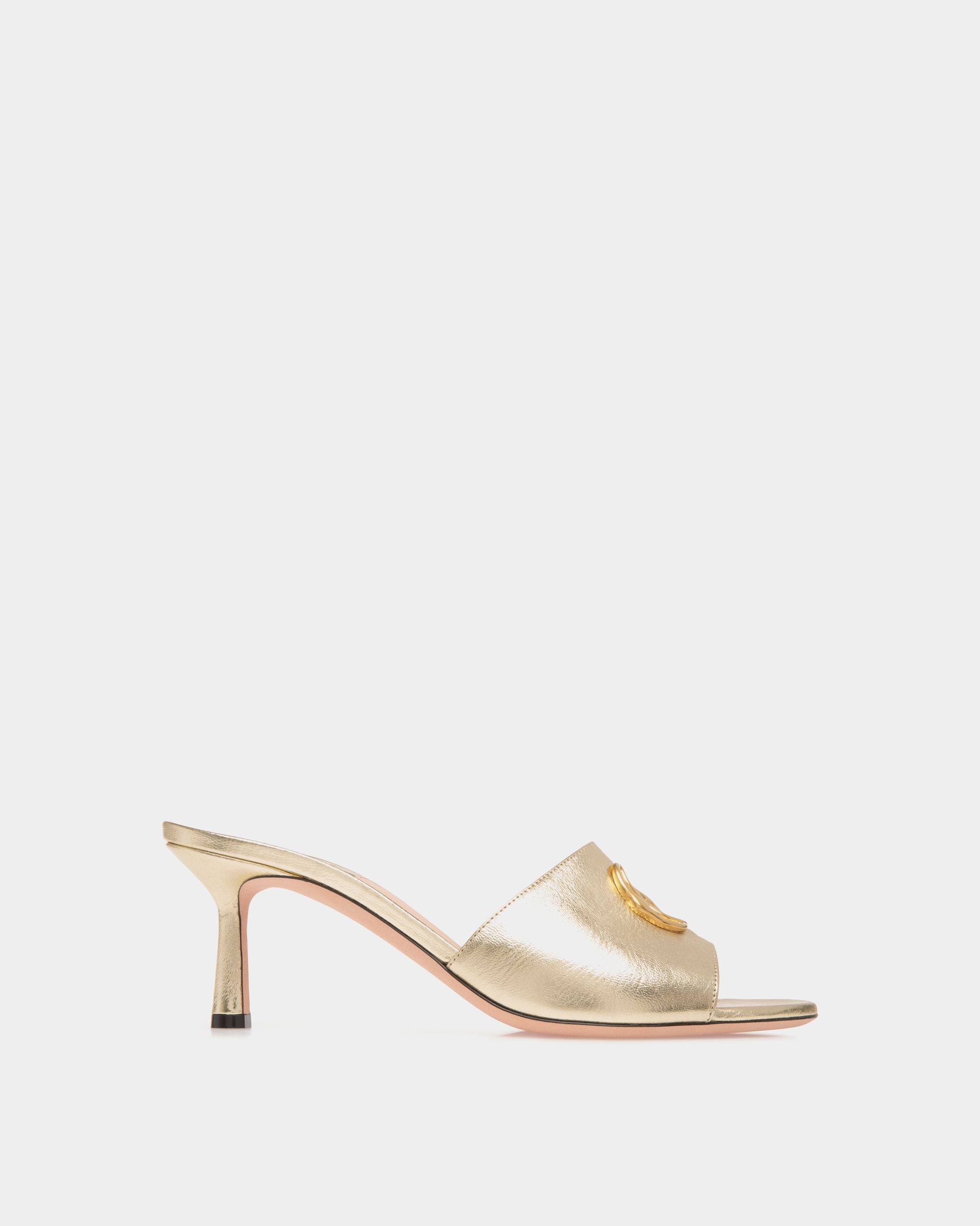 Emblem Sandals In Gold Leather - Women's - Bally - 01