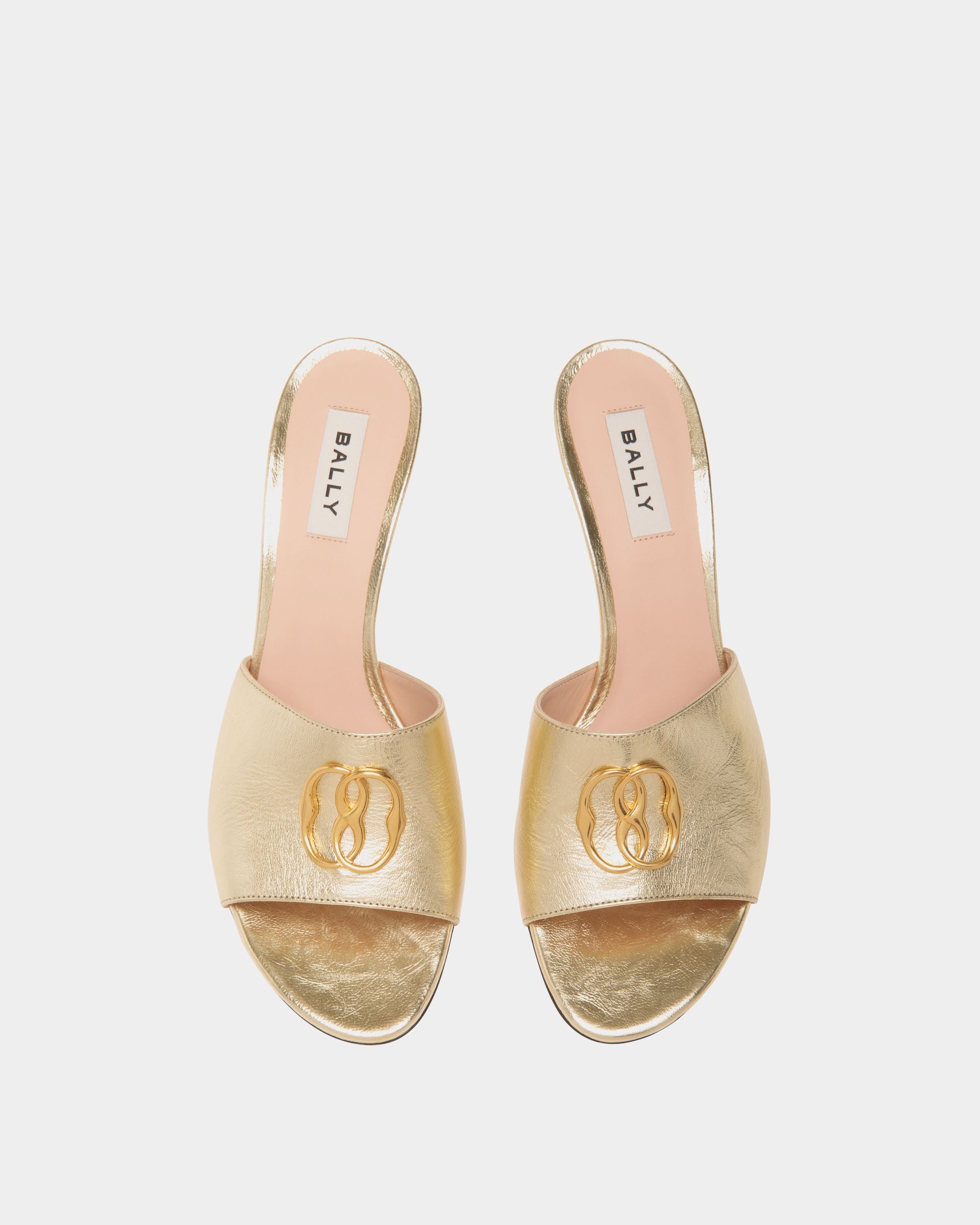 Emblem Sandals In Gold Leather - Women's - Bally - 04