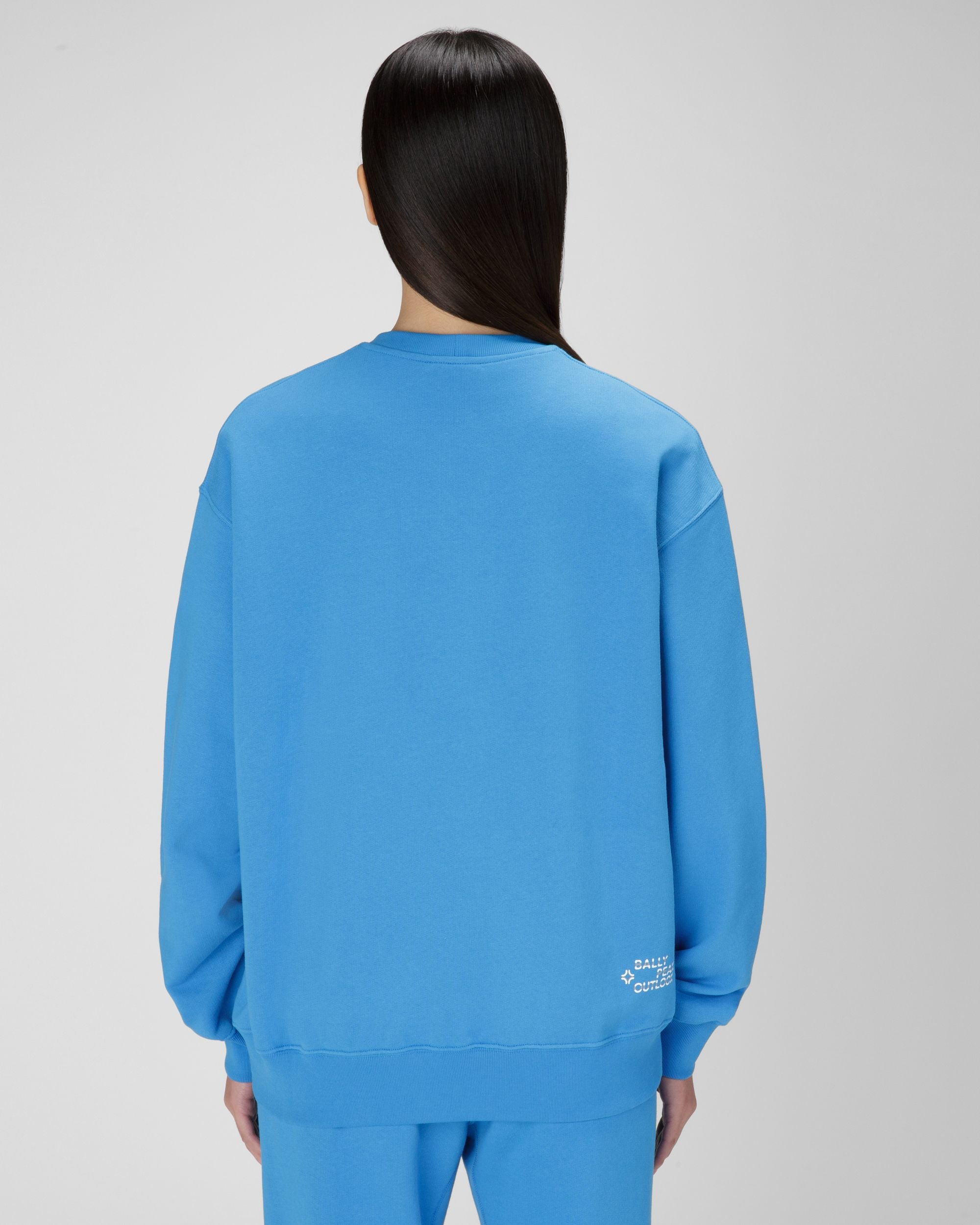Bally Peak Outlook Crewneck Sudadera De Algodón Orgánico En Color Azul Con Cuello Redondo - Mujer - Bally - 03