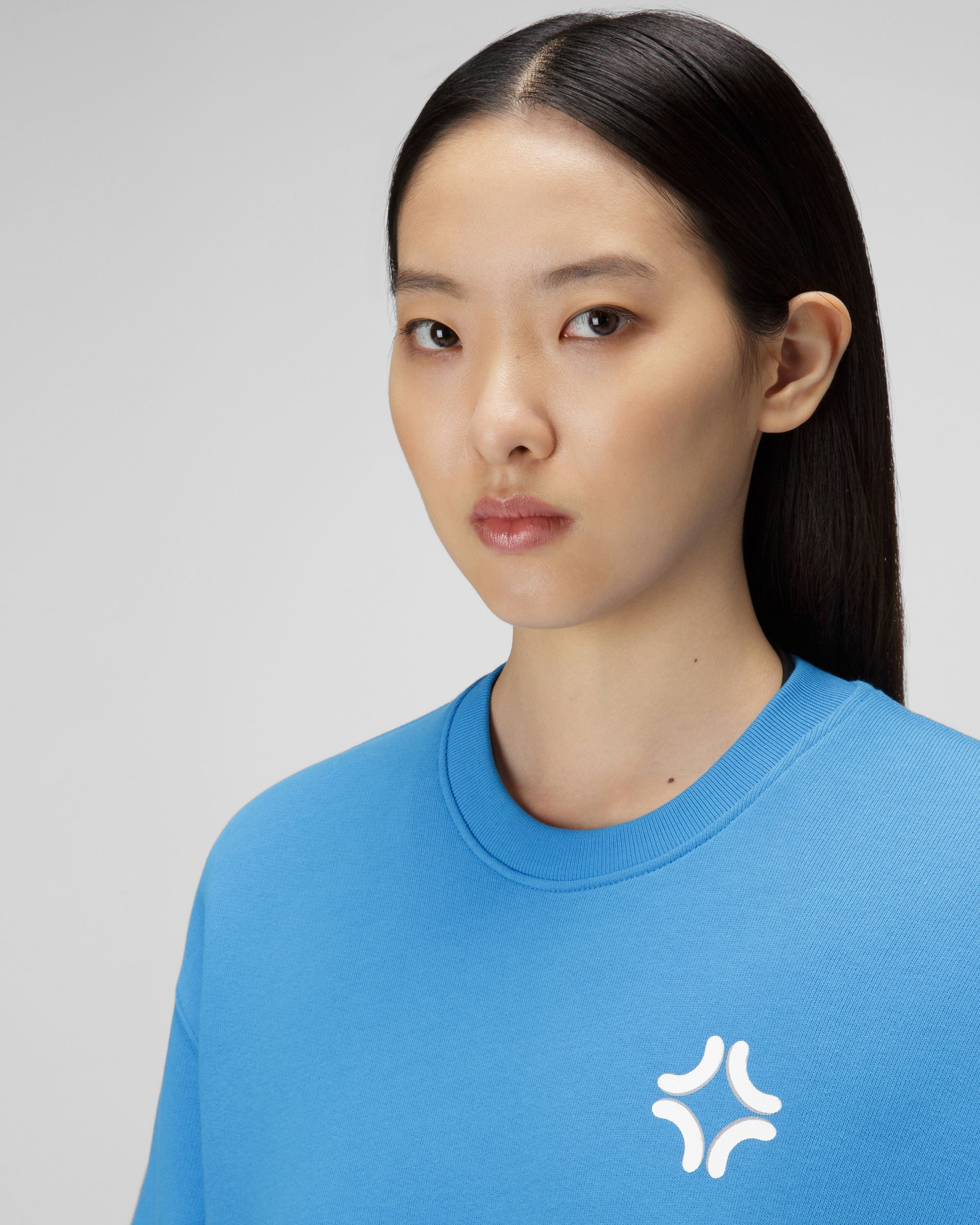 Bally Peak Outlook Crewneck Sudadera De Algodón Orgánico En Color Azul Con Cuello Redondo - Mujer - Bally - 04
