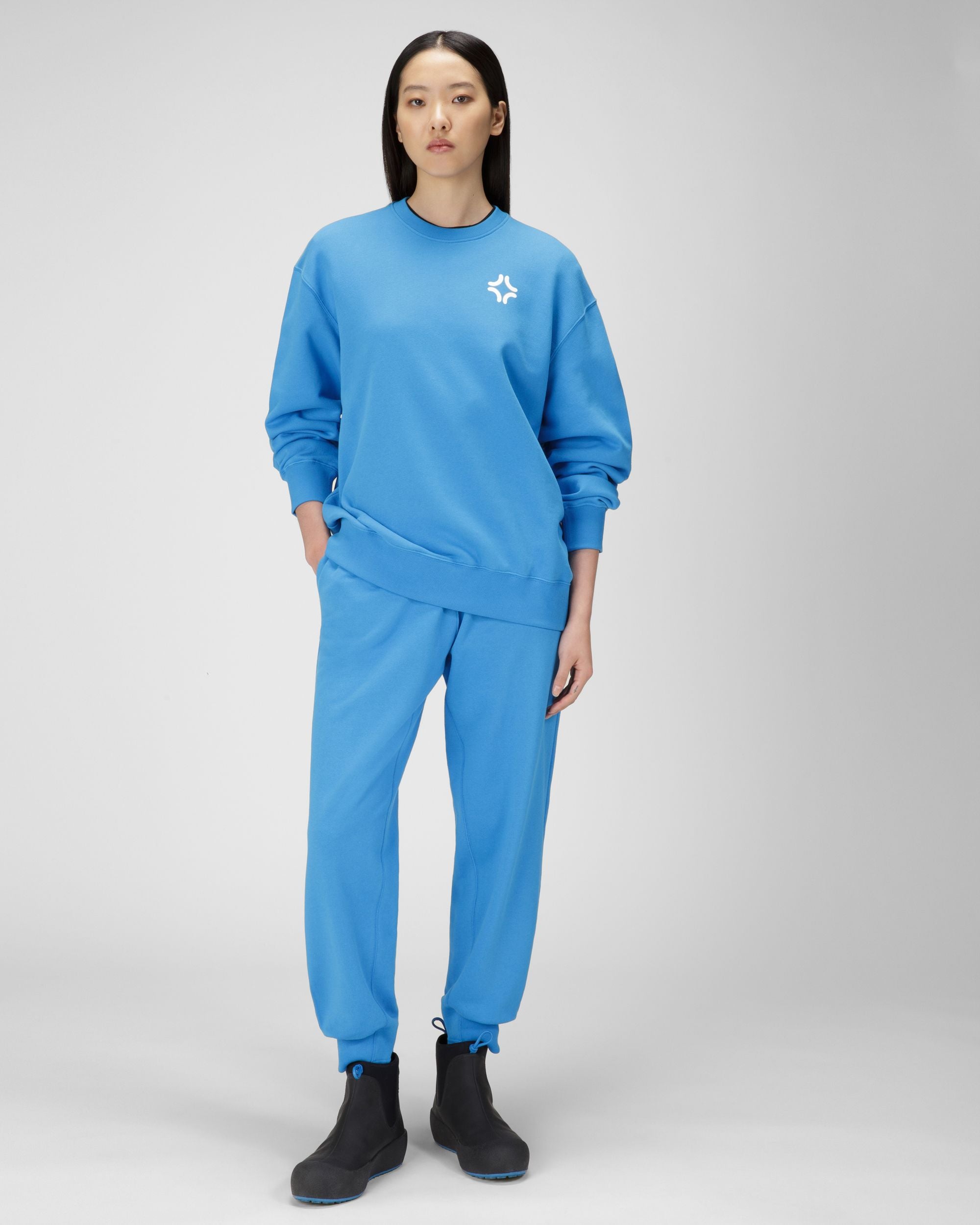 Bally Peak Outlook Crewneck Sudadera De Algodón Orgánico En Color Azul Con Cuello Redondo - Mujer - Bally - 05
