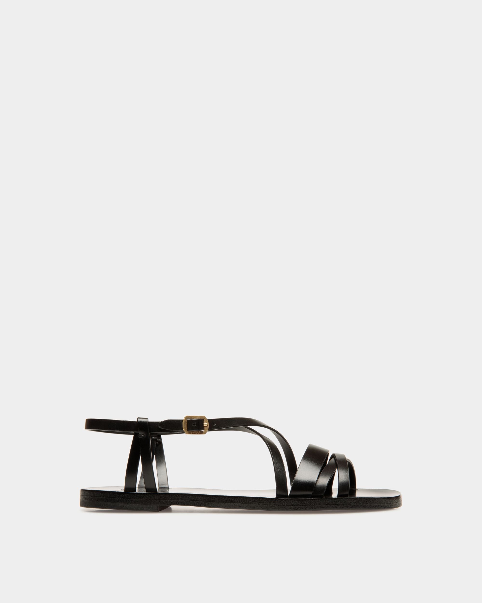 Sandalia Plana Salis De Piel Negra - Mujer - Bally - 01