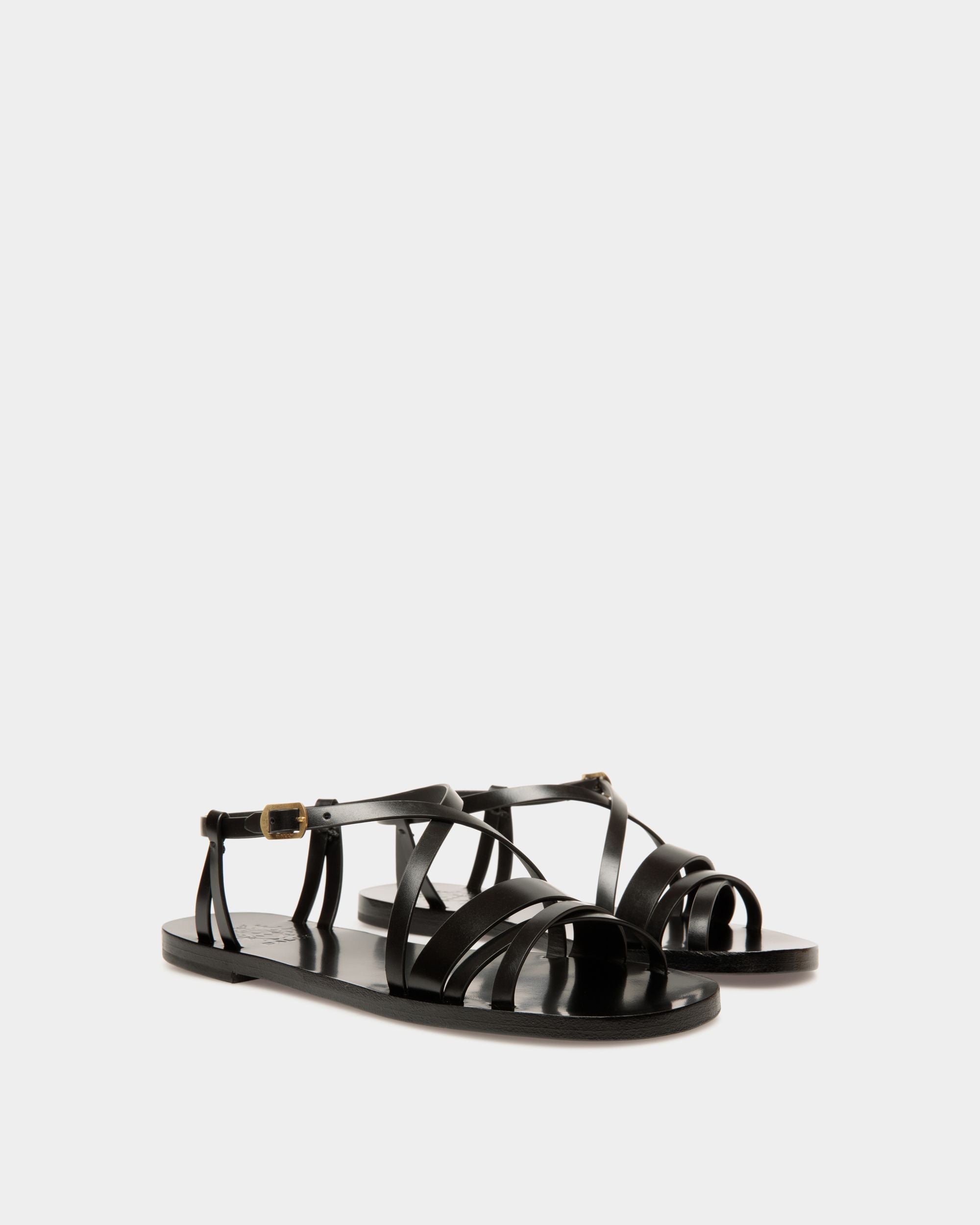 Sandalia Plana Salis De Piel Negra - Mujer - Bally - 03