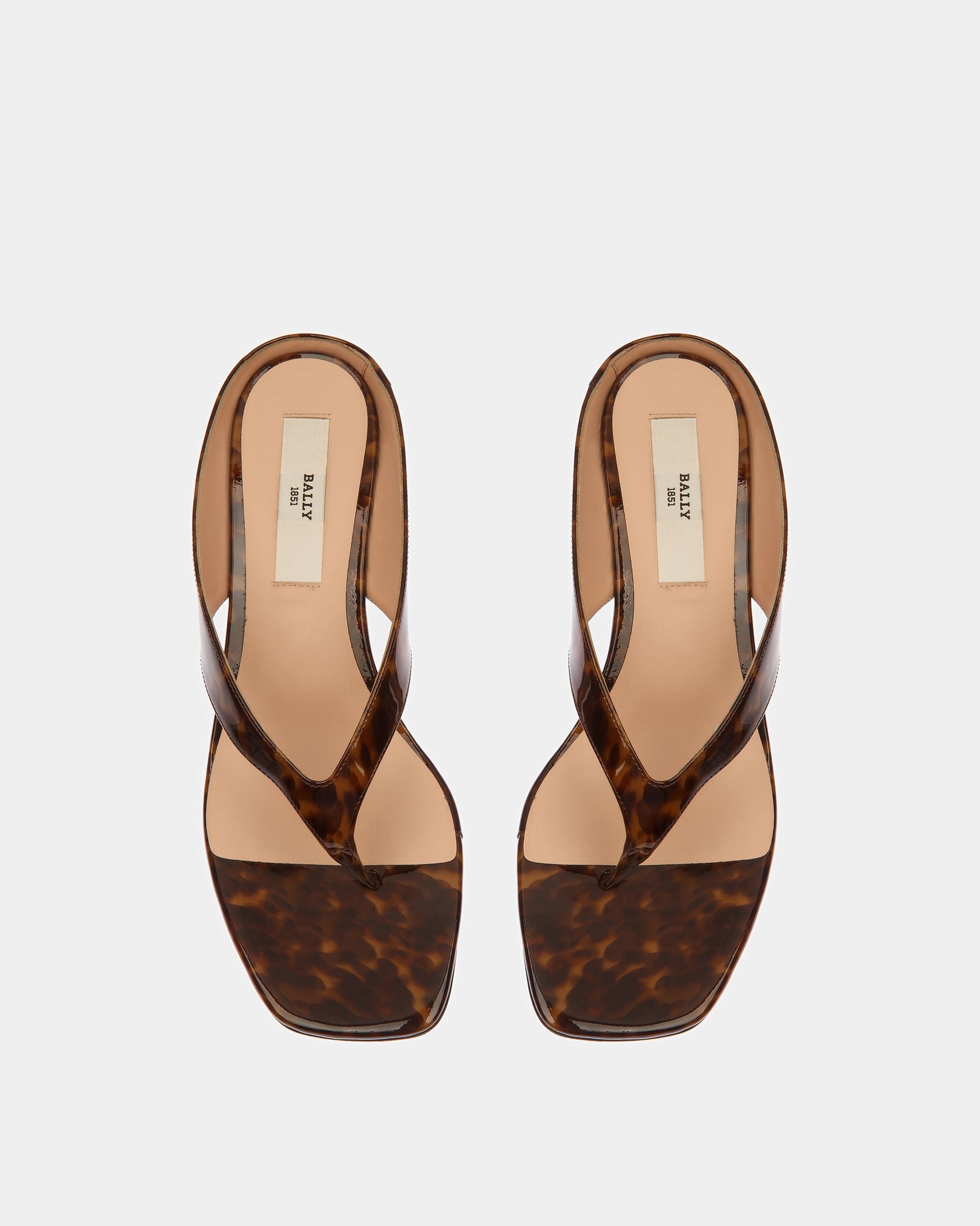 Nyna Sandalias De Piel En Charol Marrón Carey - Mujer - Bally - 02