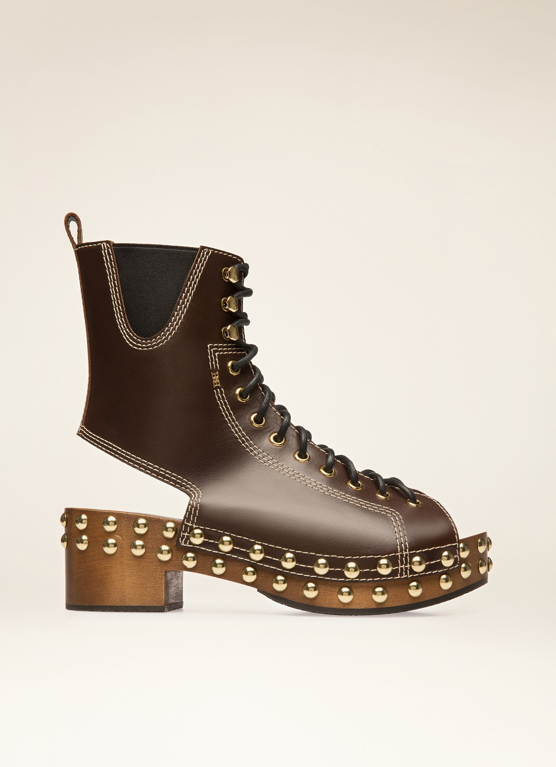 Bally Clog Boots in Ebano Leather - Women's - Bally - 01