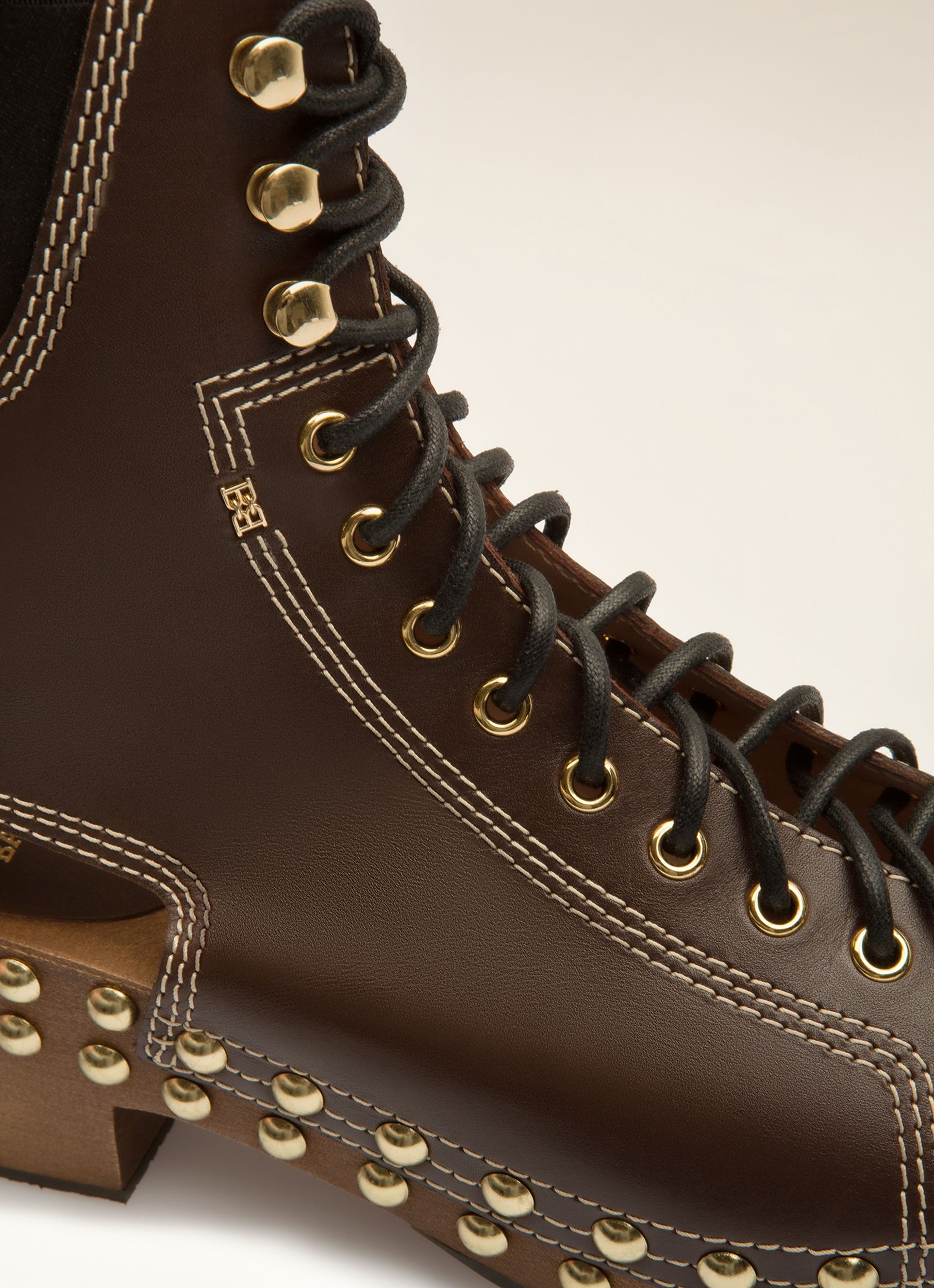 Bally Clog Boots in Ebano Leather - Women's - Bally - 02