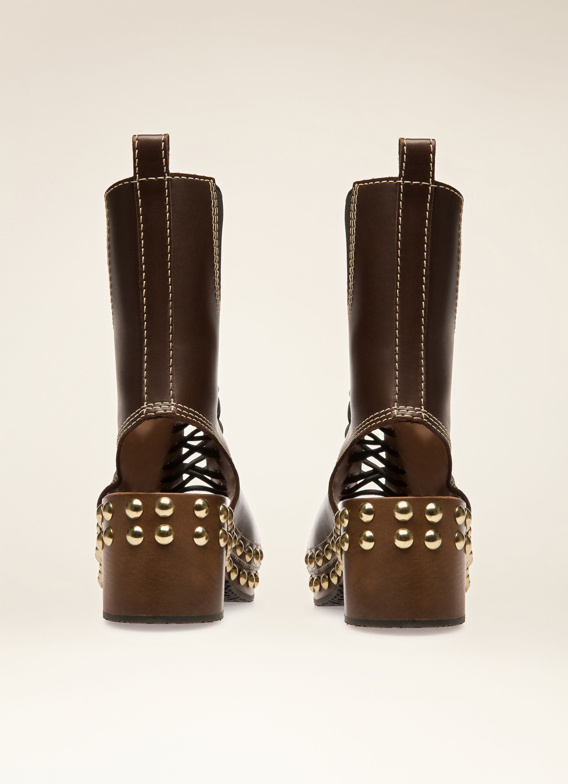 Bally Clog Boots in Ebano Leather - Women's - Bally - 03