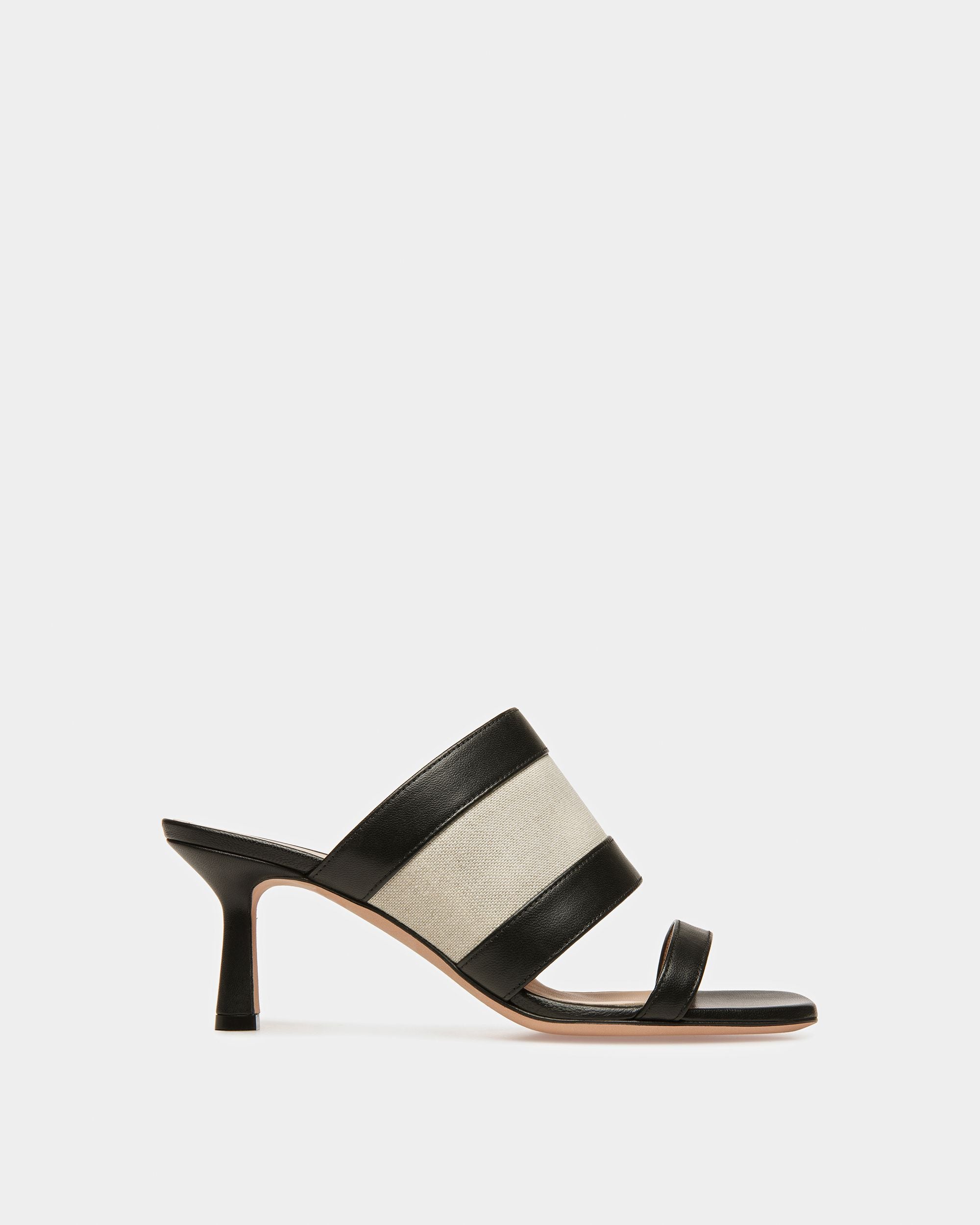 Bianka Mules De Piel Y Lona Color Natural Y Negro - Mujer - Bally - 01