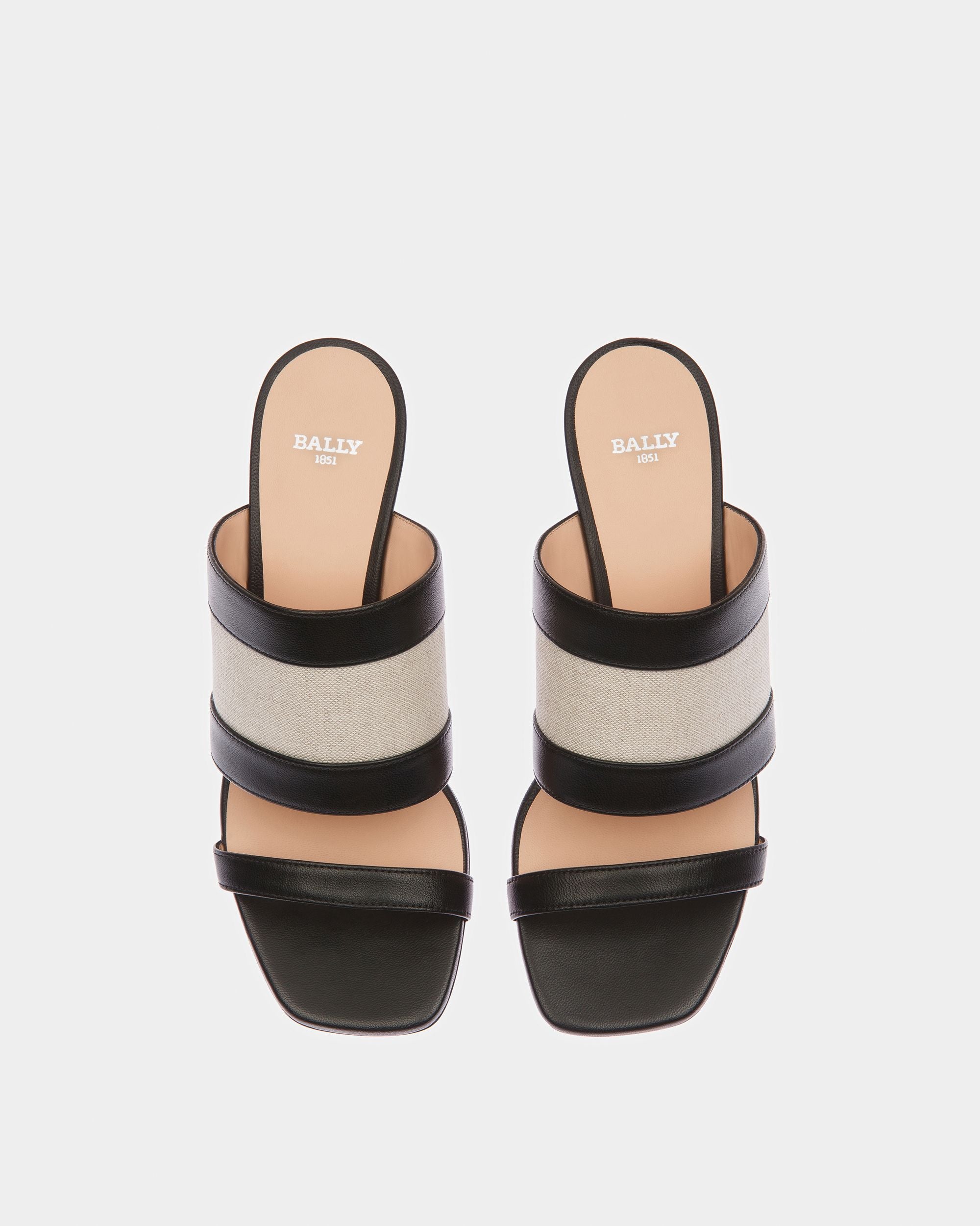 Bianka Mules De Piel Y Lona Color Natural Y Negro - Mujer - Bally - 02