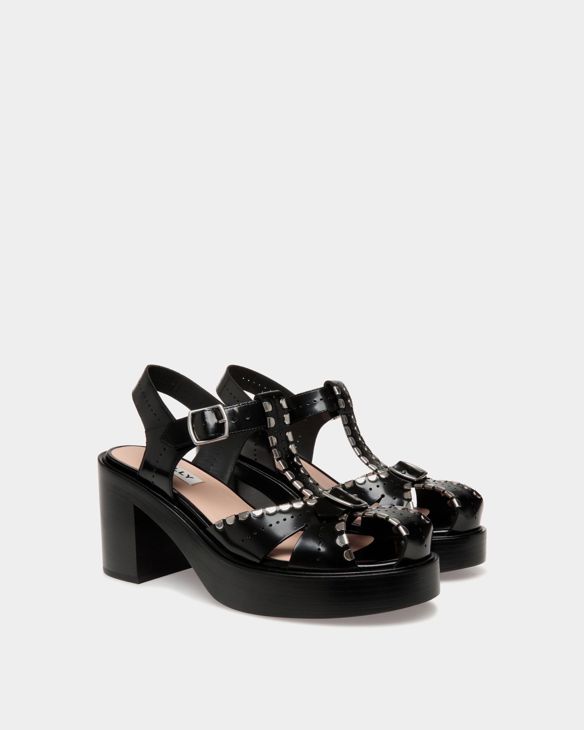 Peggy Gut Sandal in Black Leather - Women's - Bally - 02