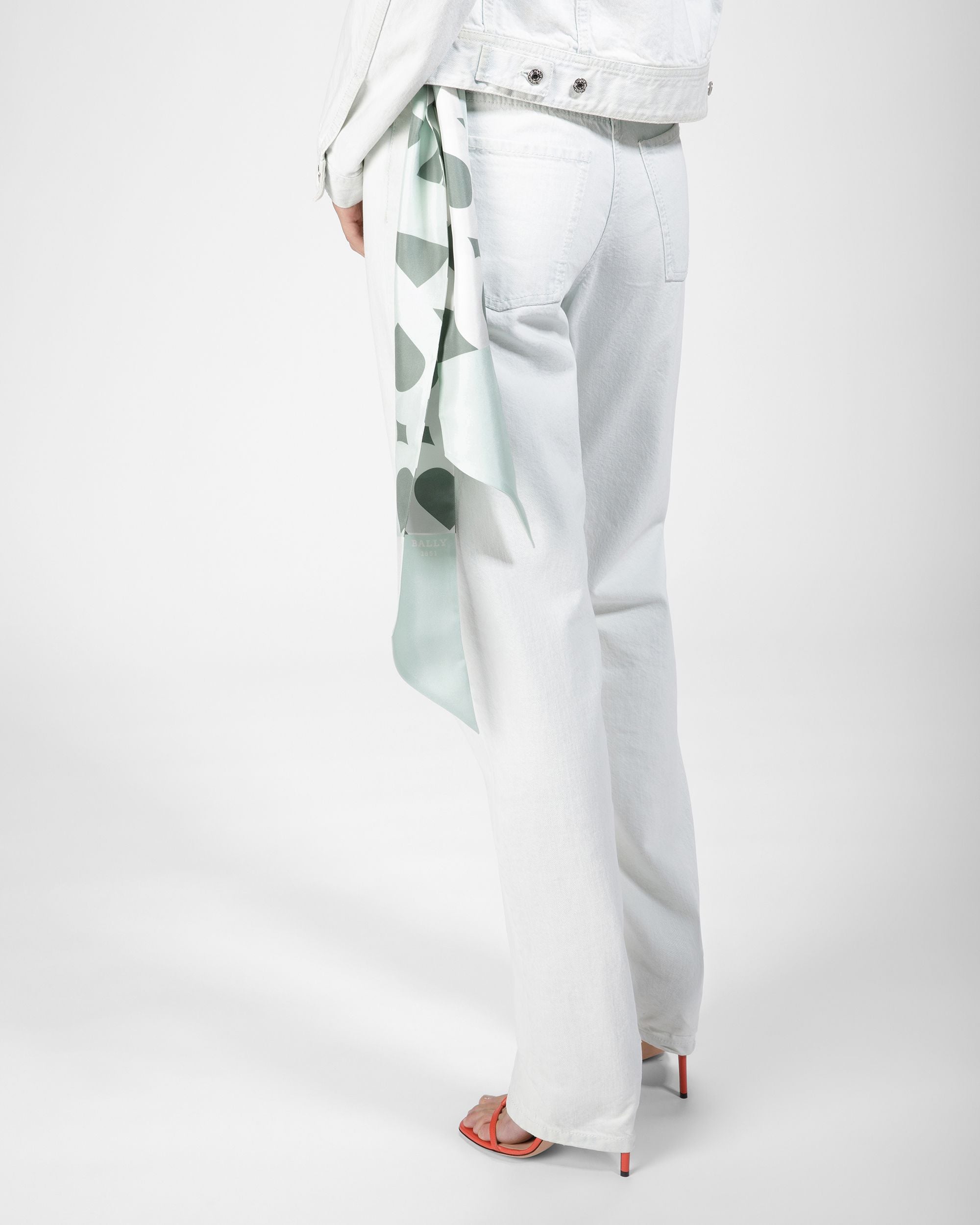 Silk Scarf In Light Blue - Women's - Bally - 01