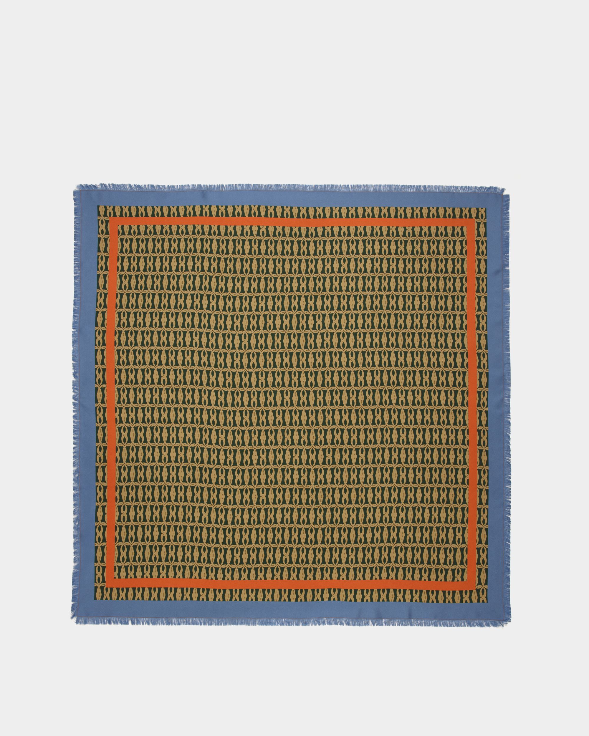 Emblem Print Square Scarf In Multicolor Silk - Women's - Bally - 01