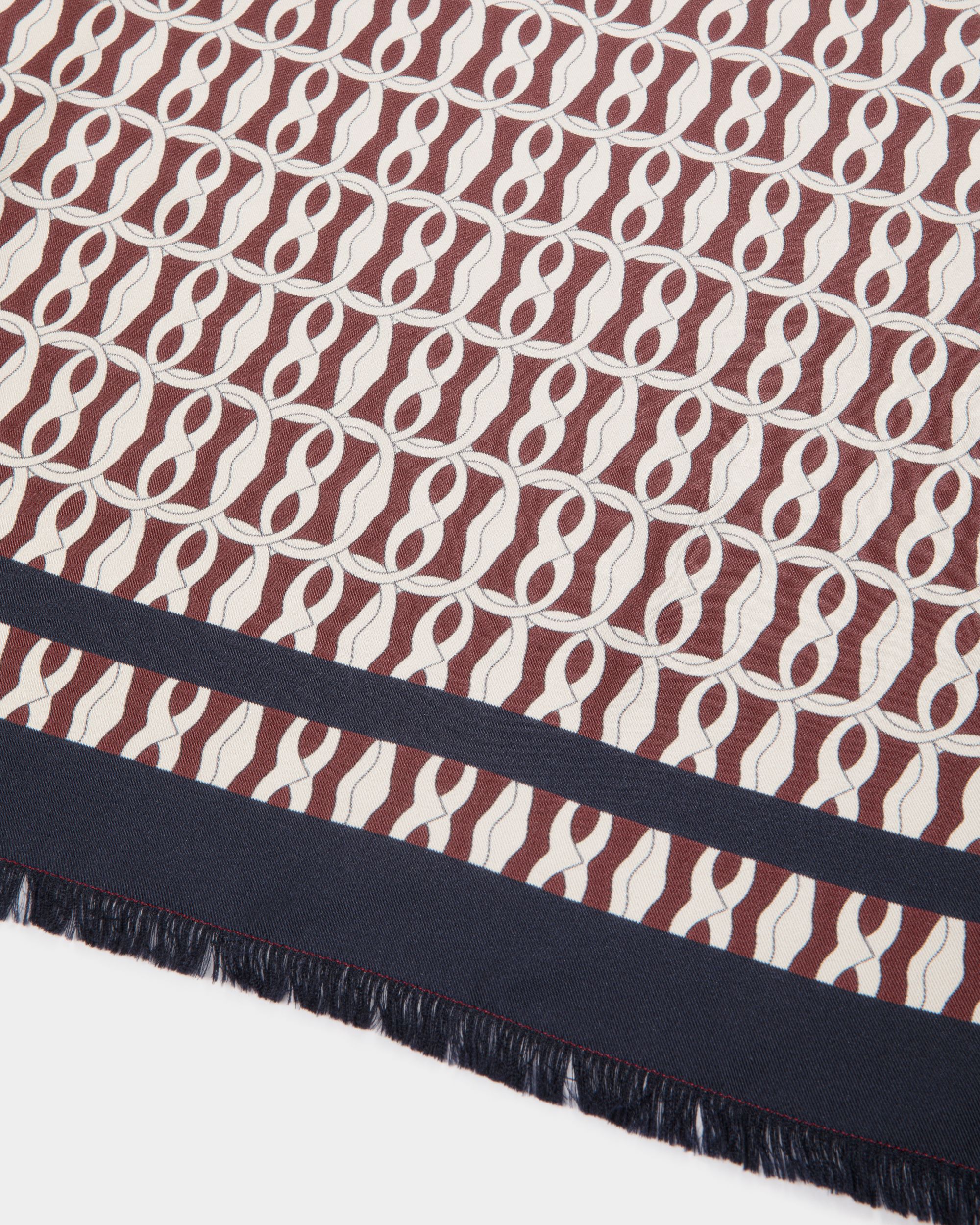 Foulard With Emblem Print In Navy Blue Silk - Women's - Bally - 02