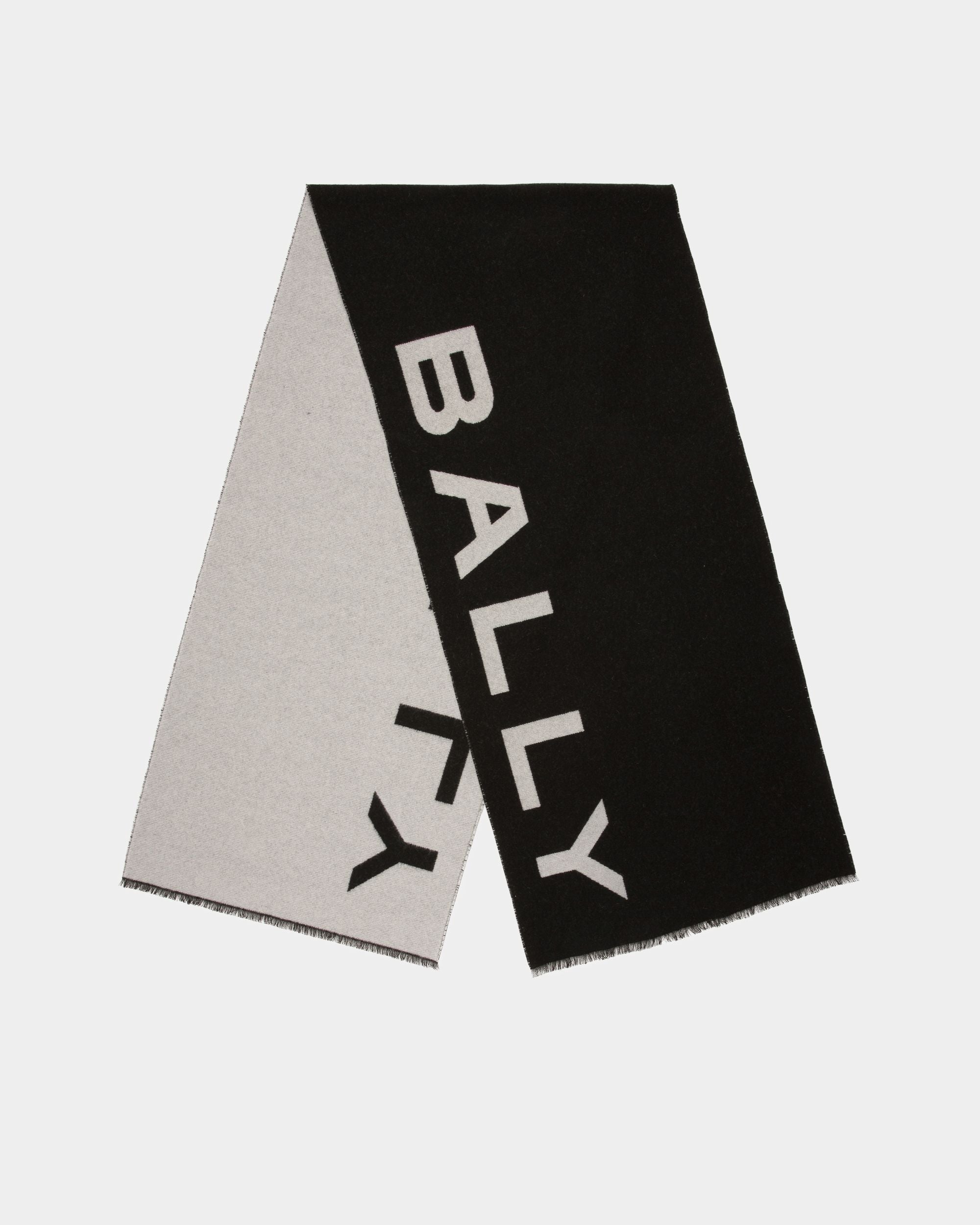 Logo Scarf In Bone And Black Fabric - Women's - Bally - 01