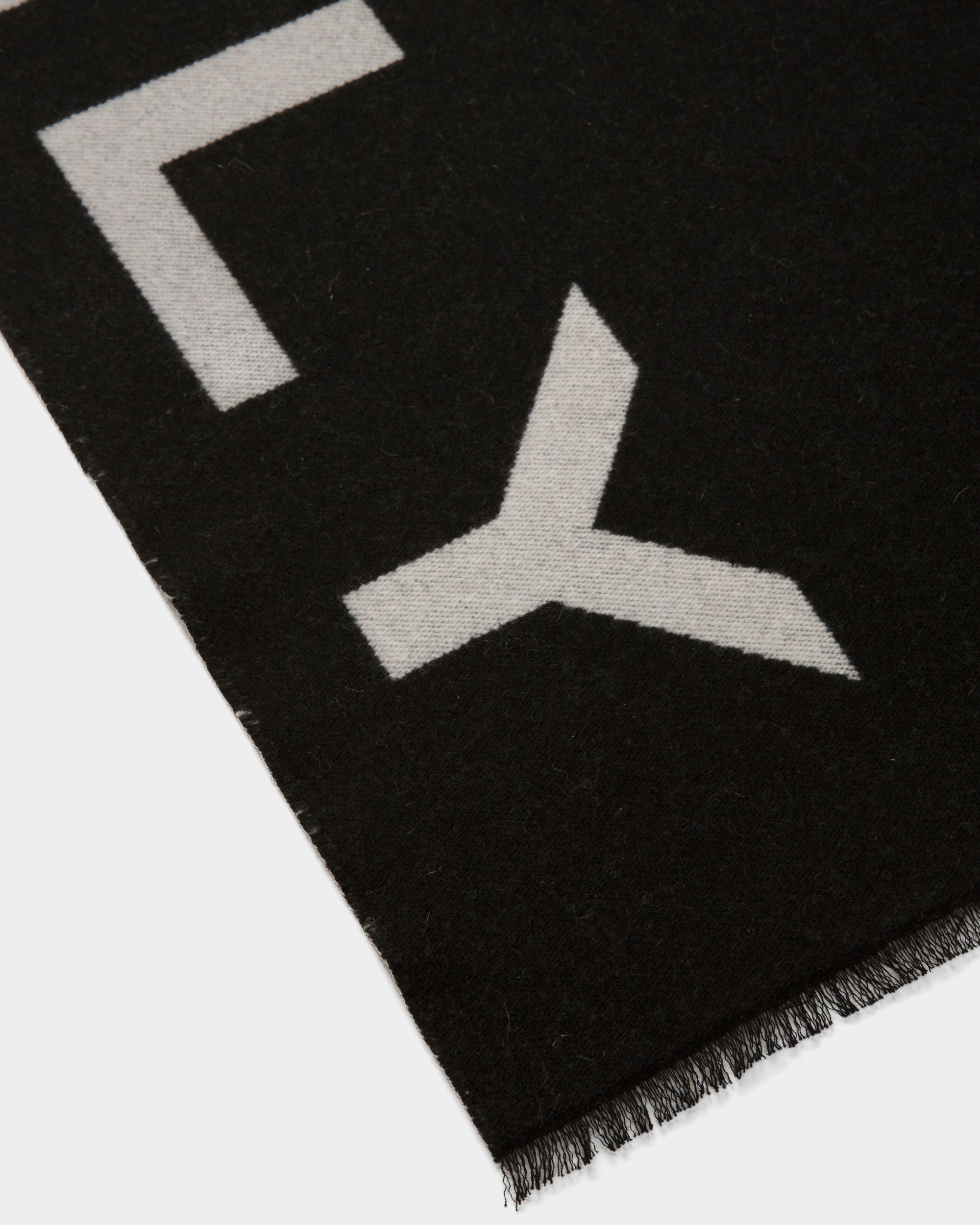Logo Scarf In Bone And Black Fabric - Women's - Bally - 02