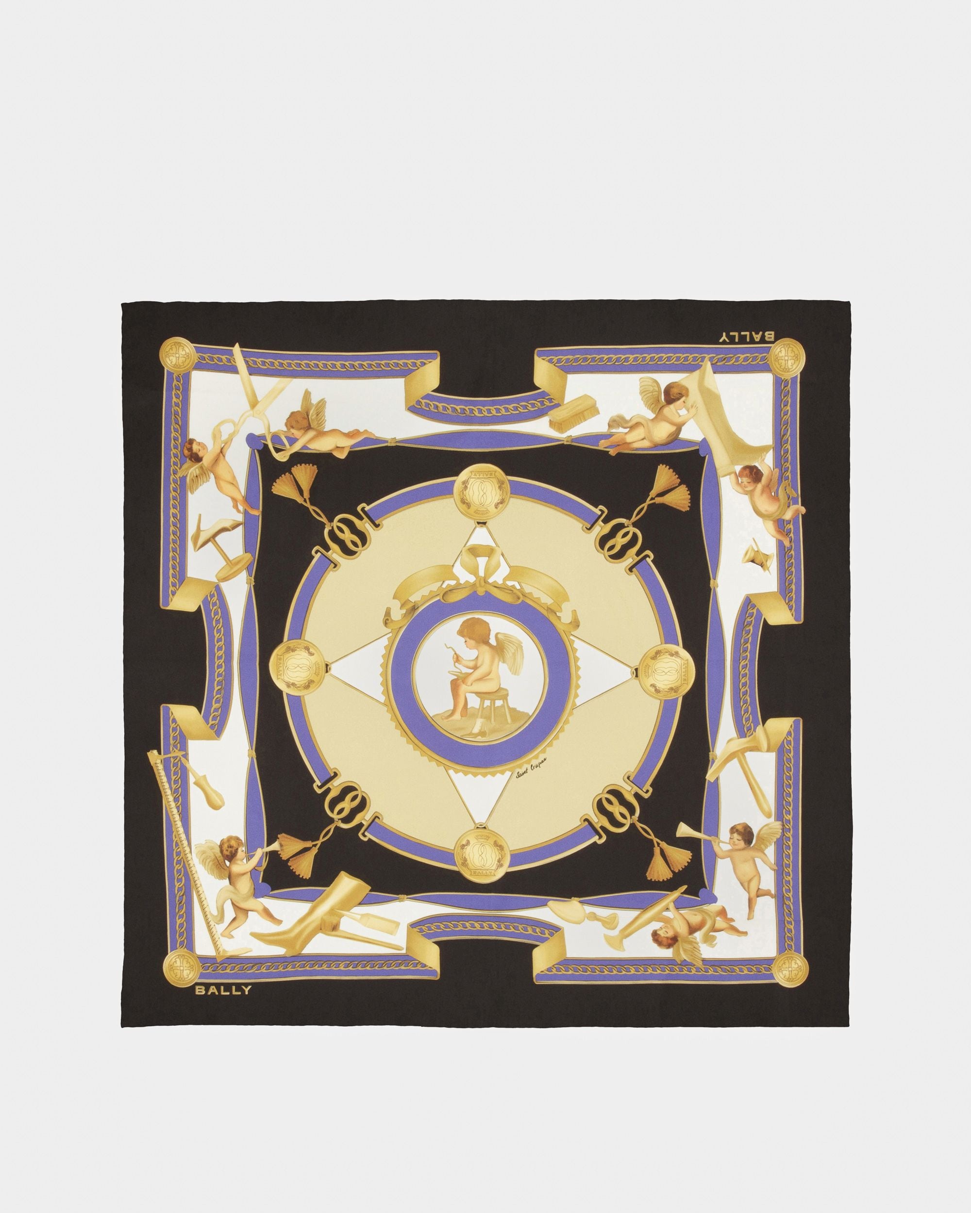 Bufanda Estampada De Seda Negra - Mujer - Bally - 01
